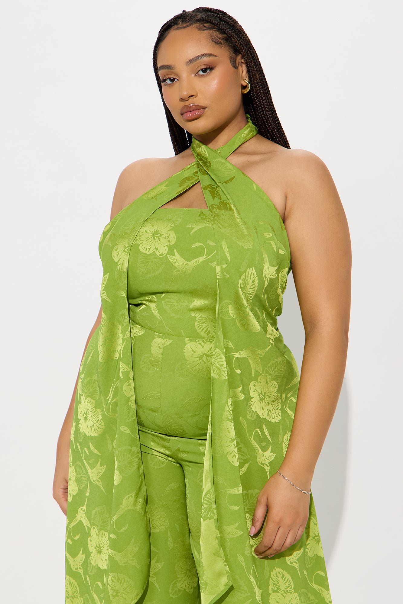 Take Me With You Satin Jumpsuit - Chartreuse - Image 5