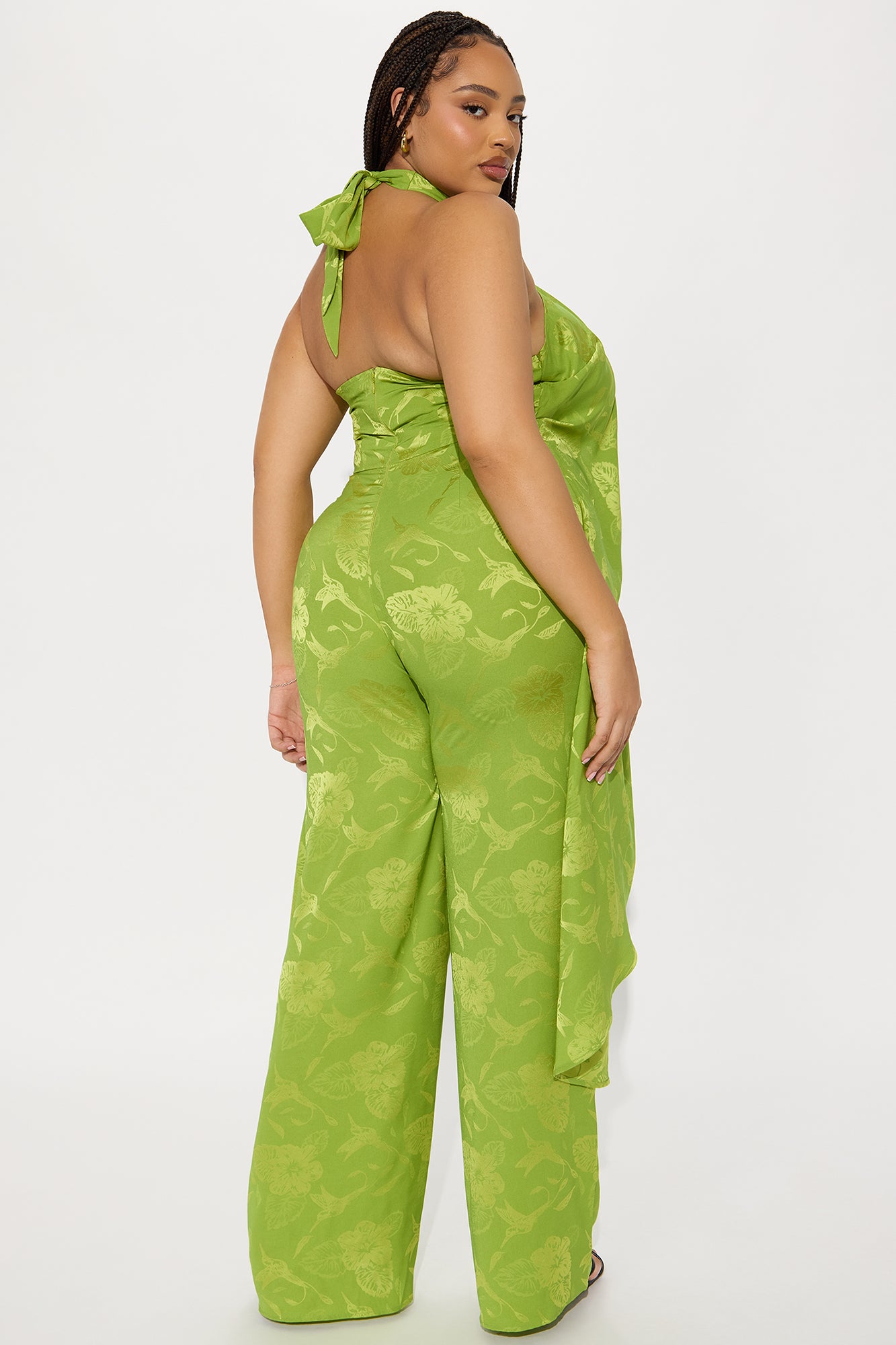 Take Me With You Satin Jumpsuit - Chartreuse - Image 6