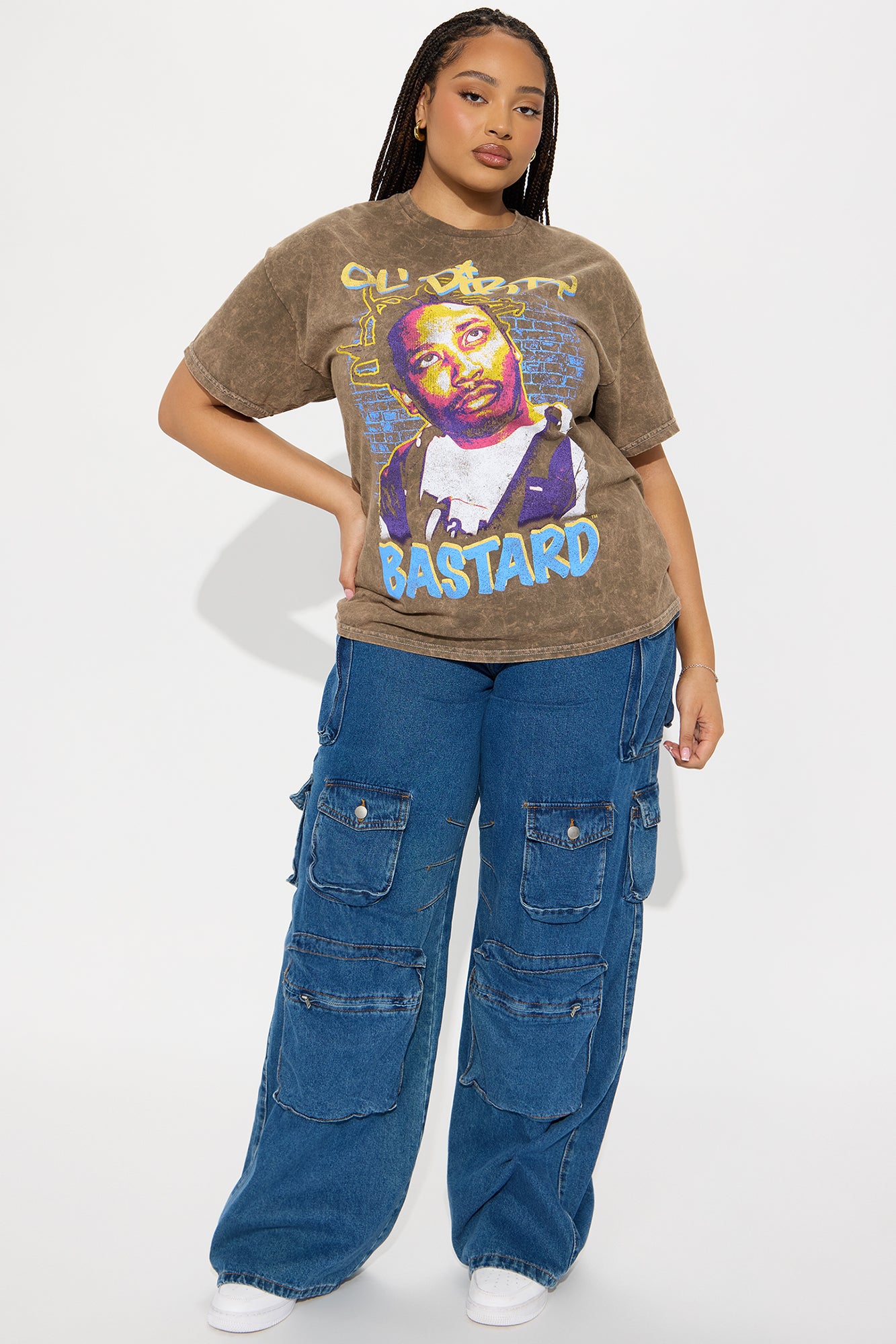 Ol' Dirty Bastard Washed Oversized Tee - Brown - Image 6