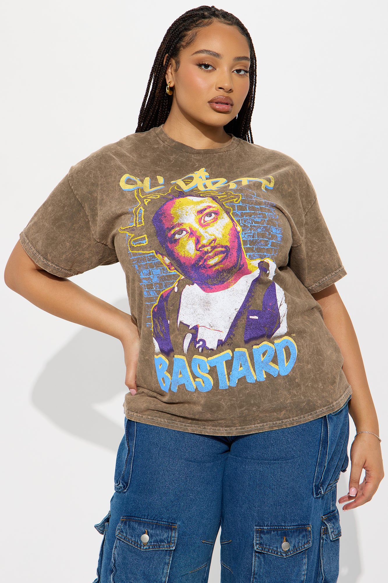 Ol' Dirty Bastard Washed Oversized Tee - Brown - Image 5