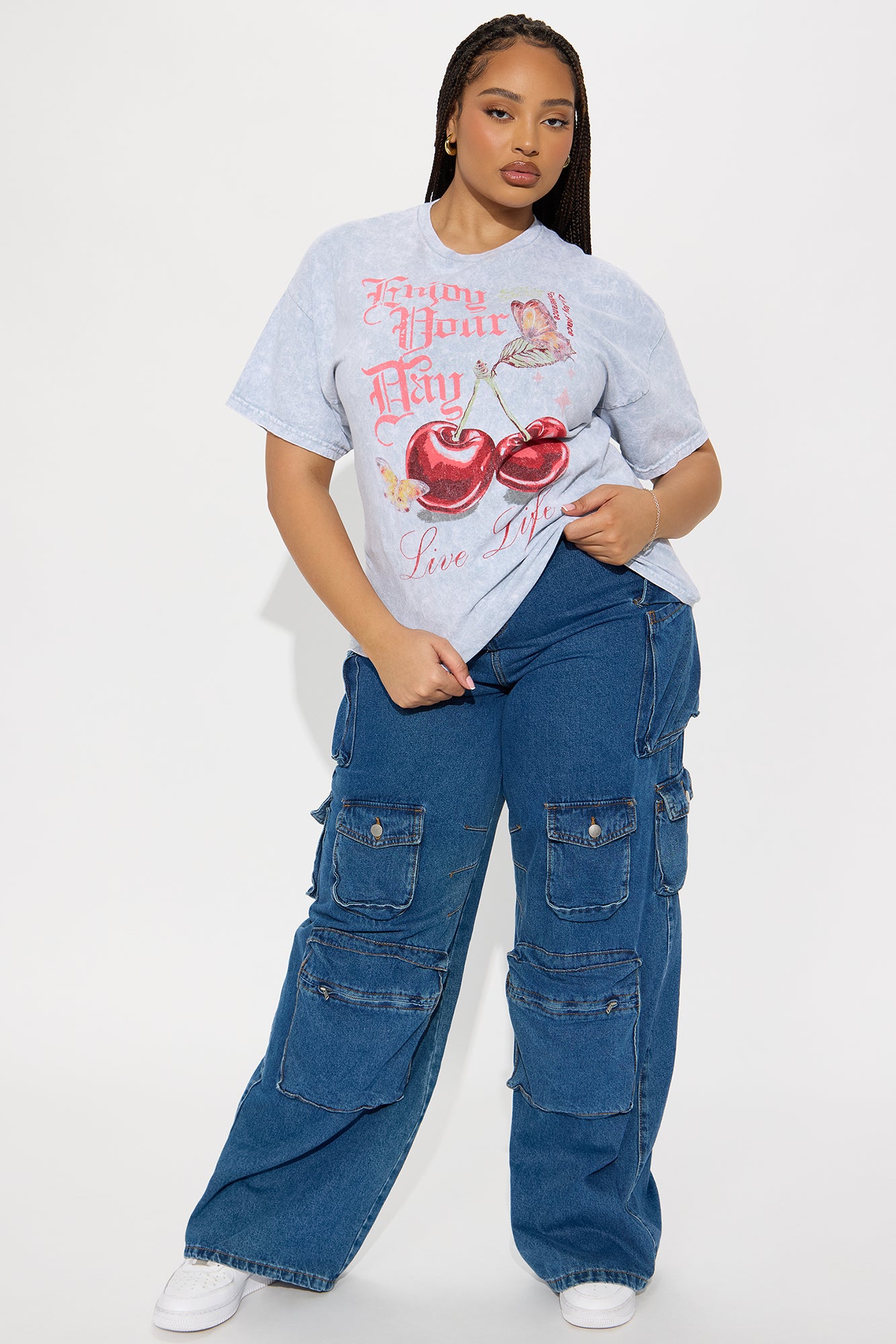 Enjoy Your Day Washed Oversized Tee - Grey - Image 6