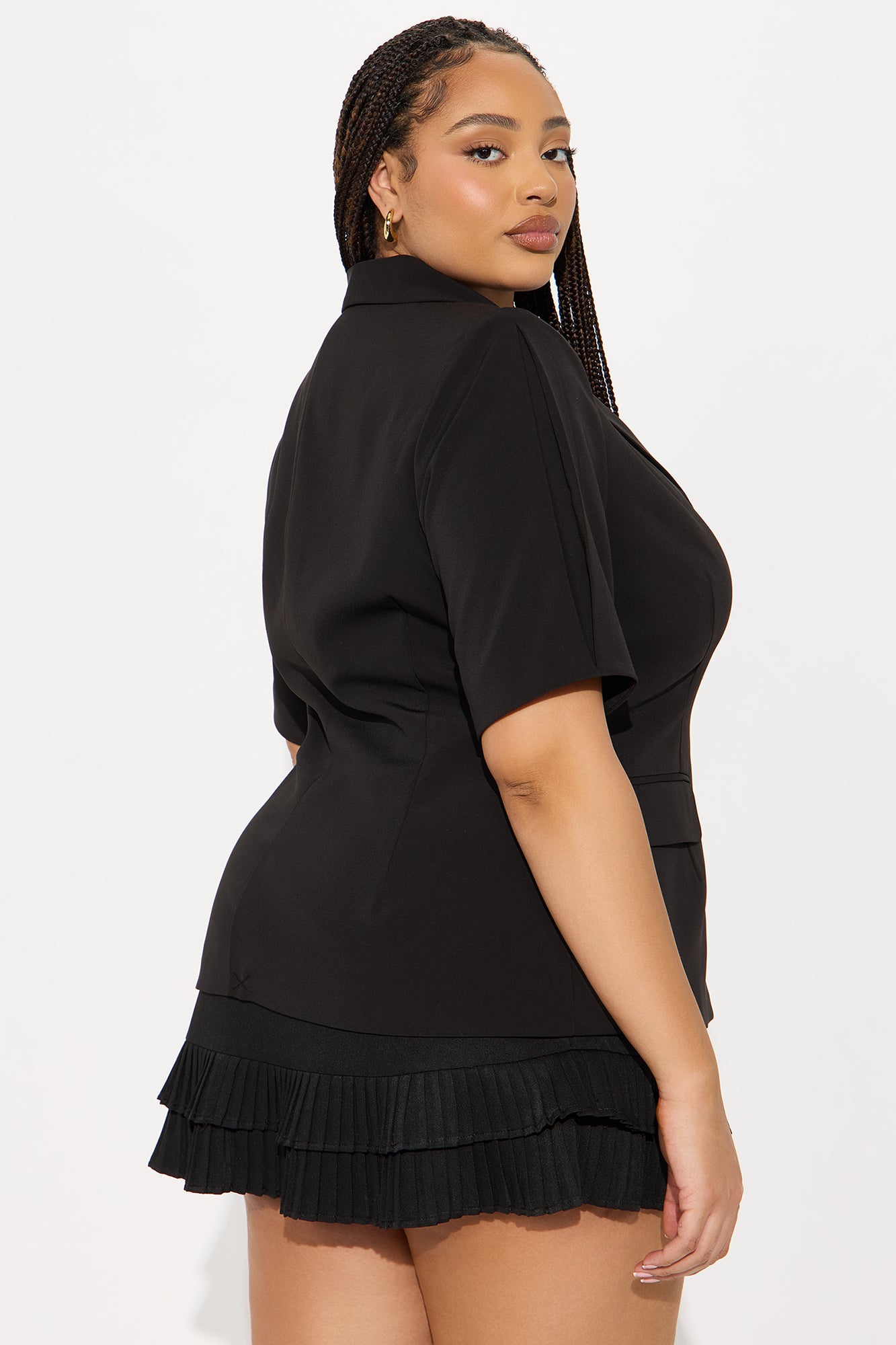 Unavailable To You Short Sleeve Blazer Top - Black - Image 6