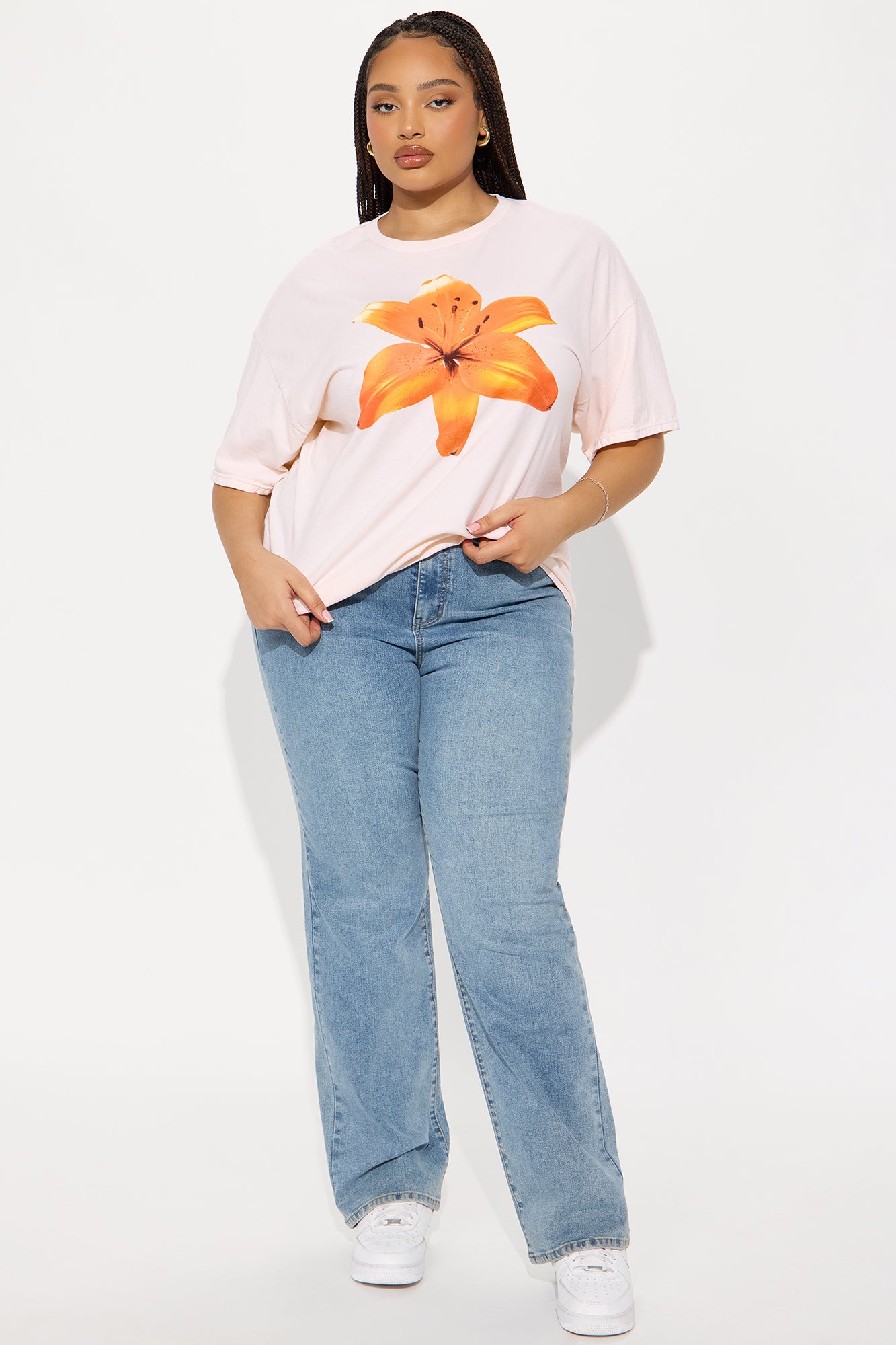 Dreamy Orchids Washed Graphic Tee - Peach - Image 5