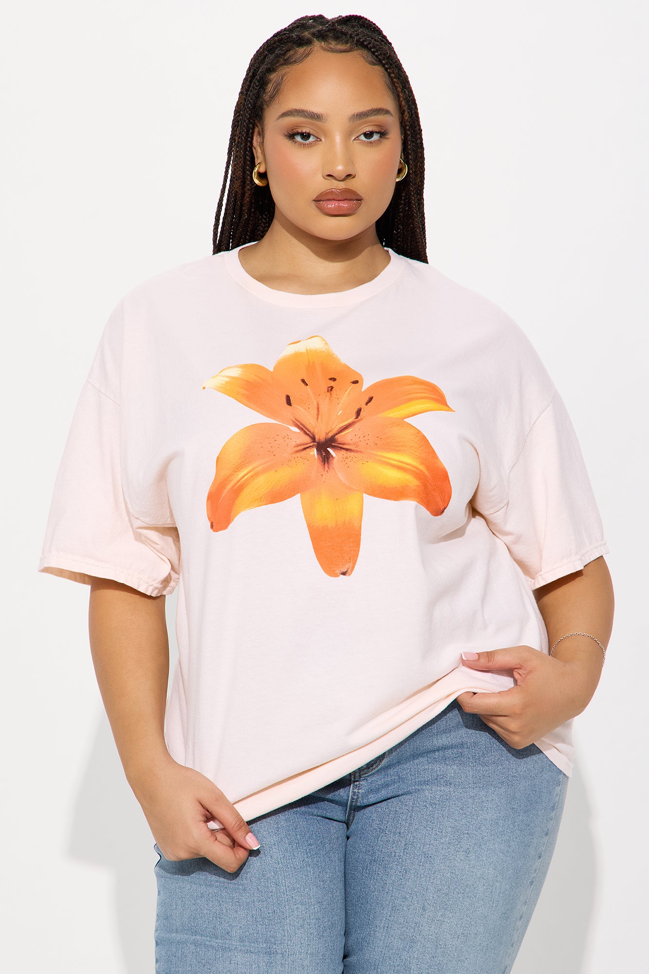 Dreamy Orchids Washed Graphic Tee - Peach - Image 3