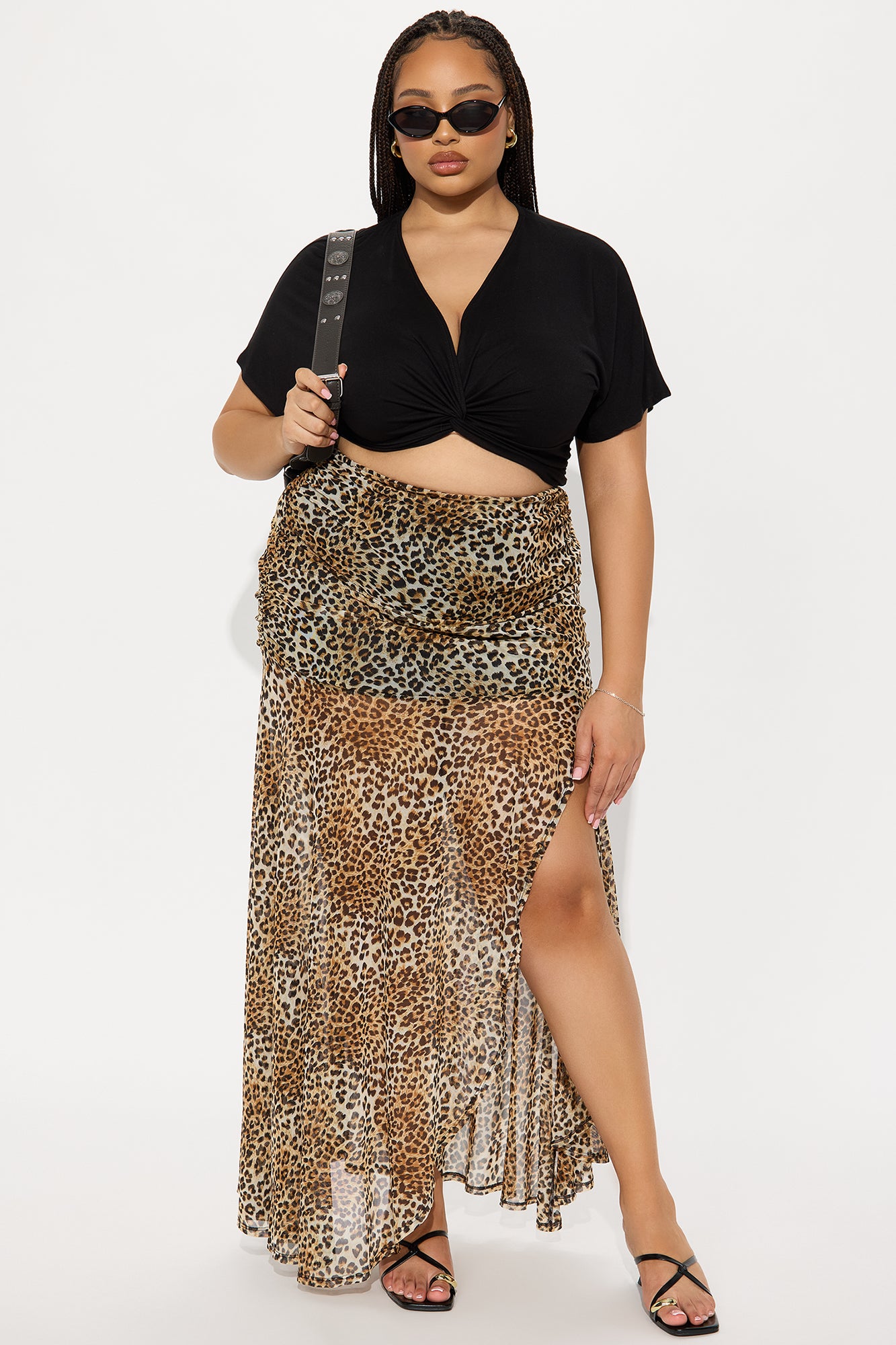 Leopard's Kiss Mesh Maxi Skirt - Brown/combo - Image 4