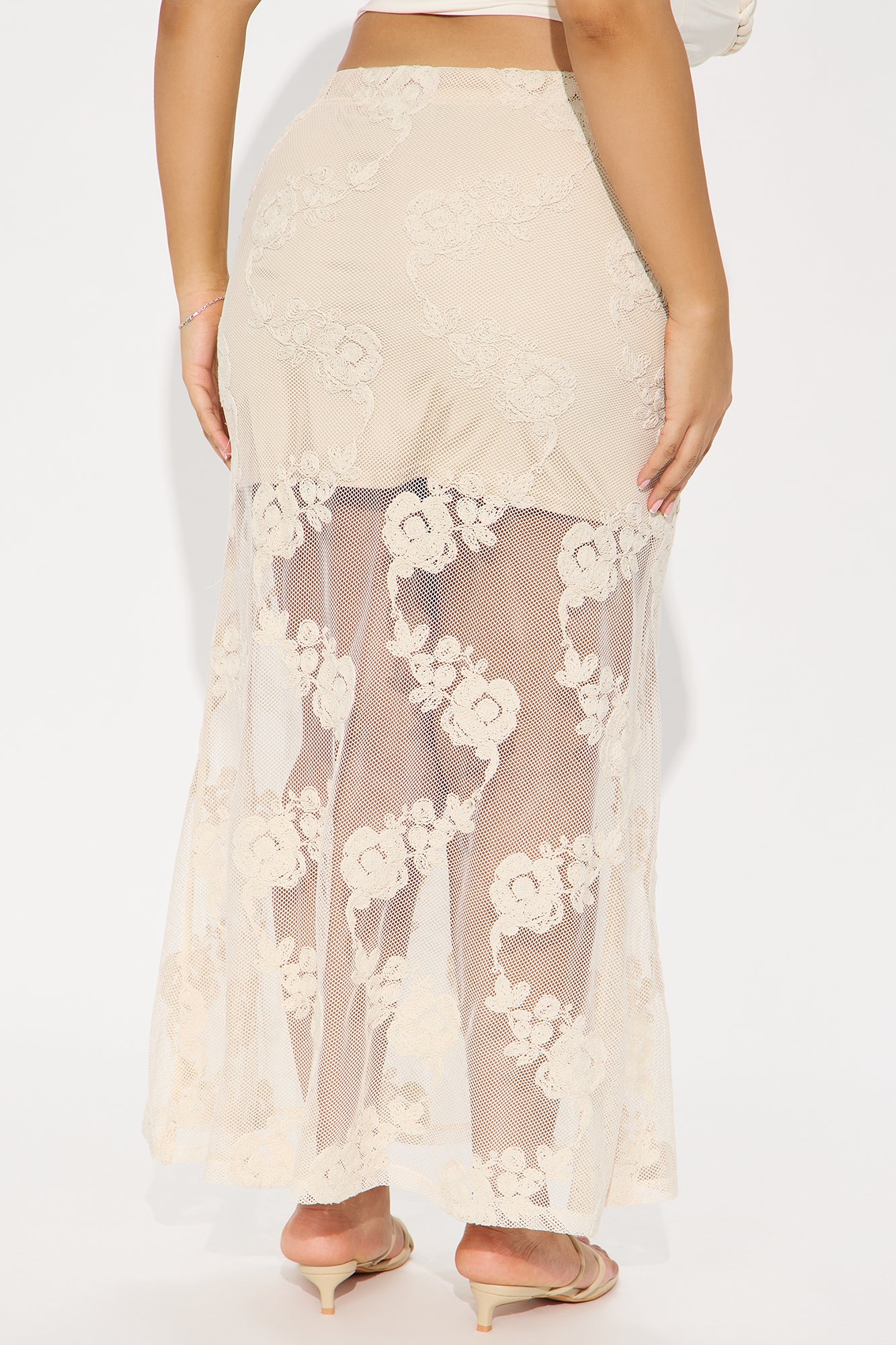 Vacation Vibes Embroidered Crochet Maxi Skirt - Natural - Image 6