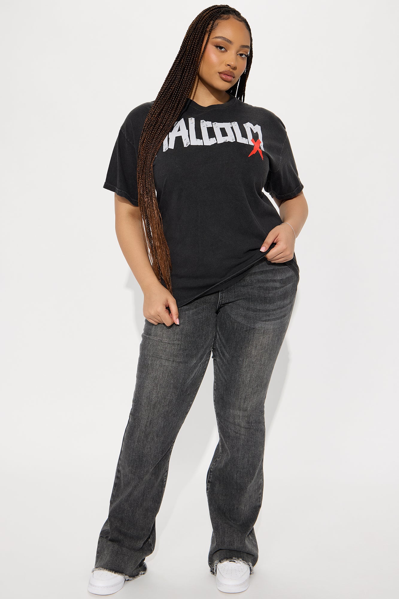 Malcolm X Washed Oversized Tee - Black - Image 5