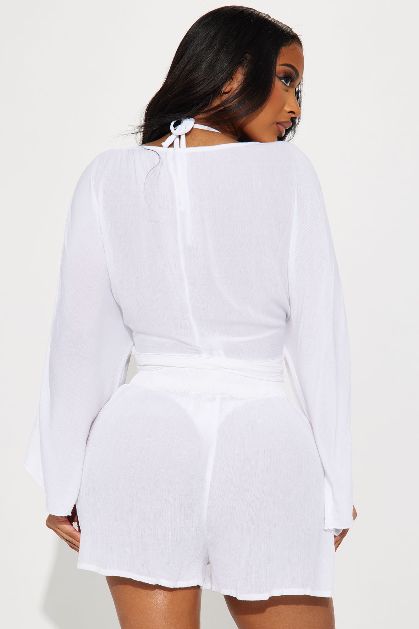 Breezy Nights Linen 2 Piece Cover Up - White - Image 3
