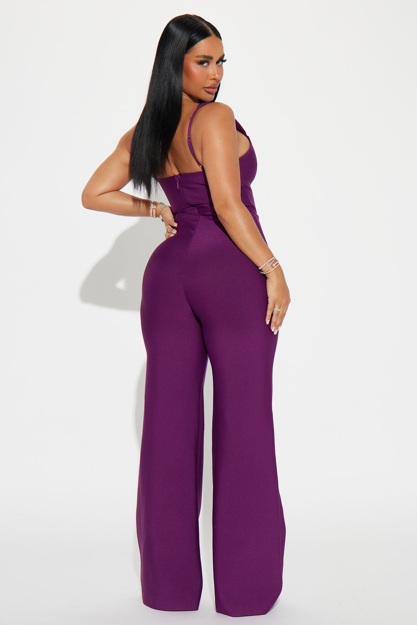 Over The Top Bandage Jumpsuit - Plum - Image 3