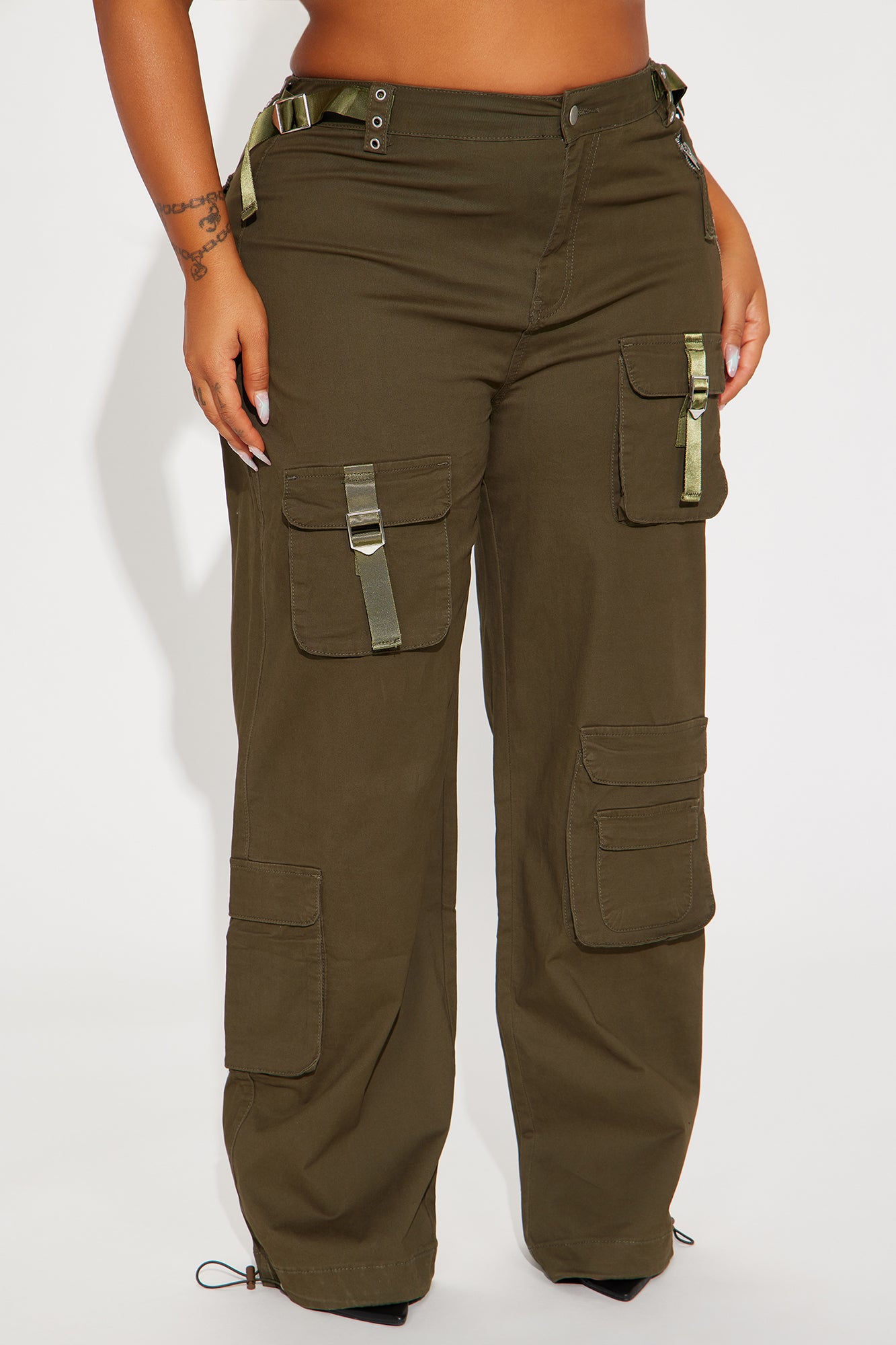 I'm In Town Wide Leg Cargo Jogger - Olive - Image 6