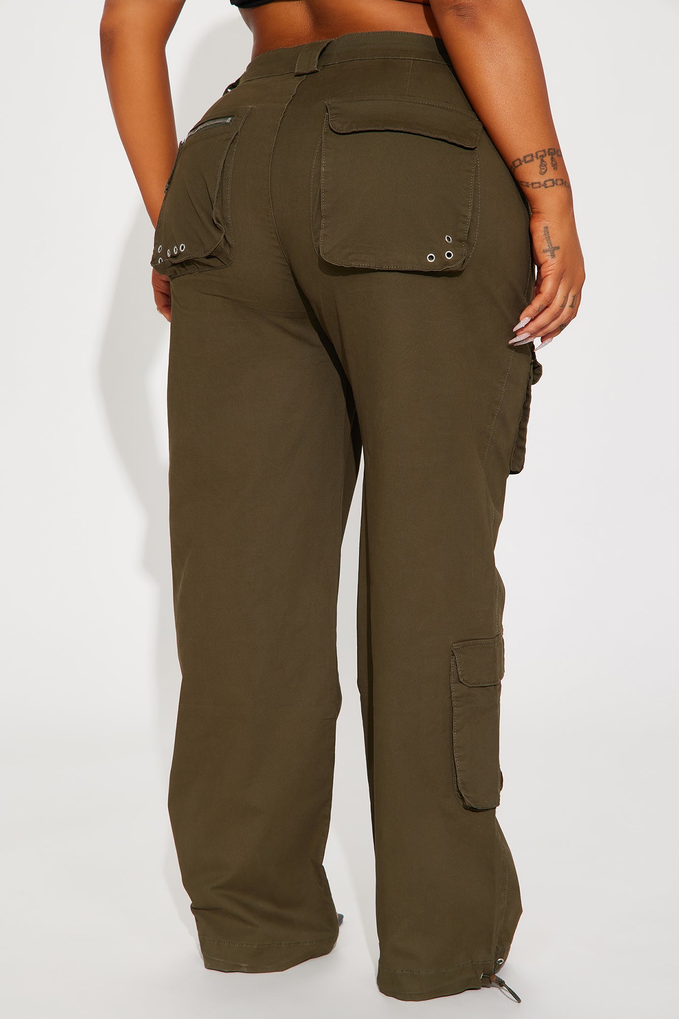I'm In Town Wide Leg Cargo Jogger - Olive - Image 7