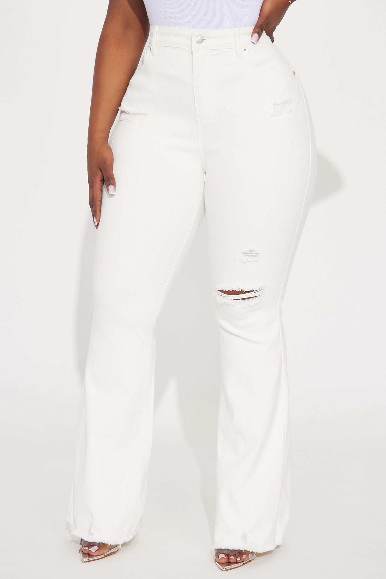 Up Next Stretch Flare Jeans - White - Image 4