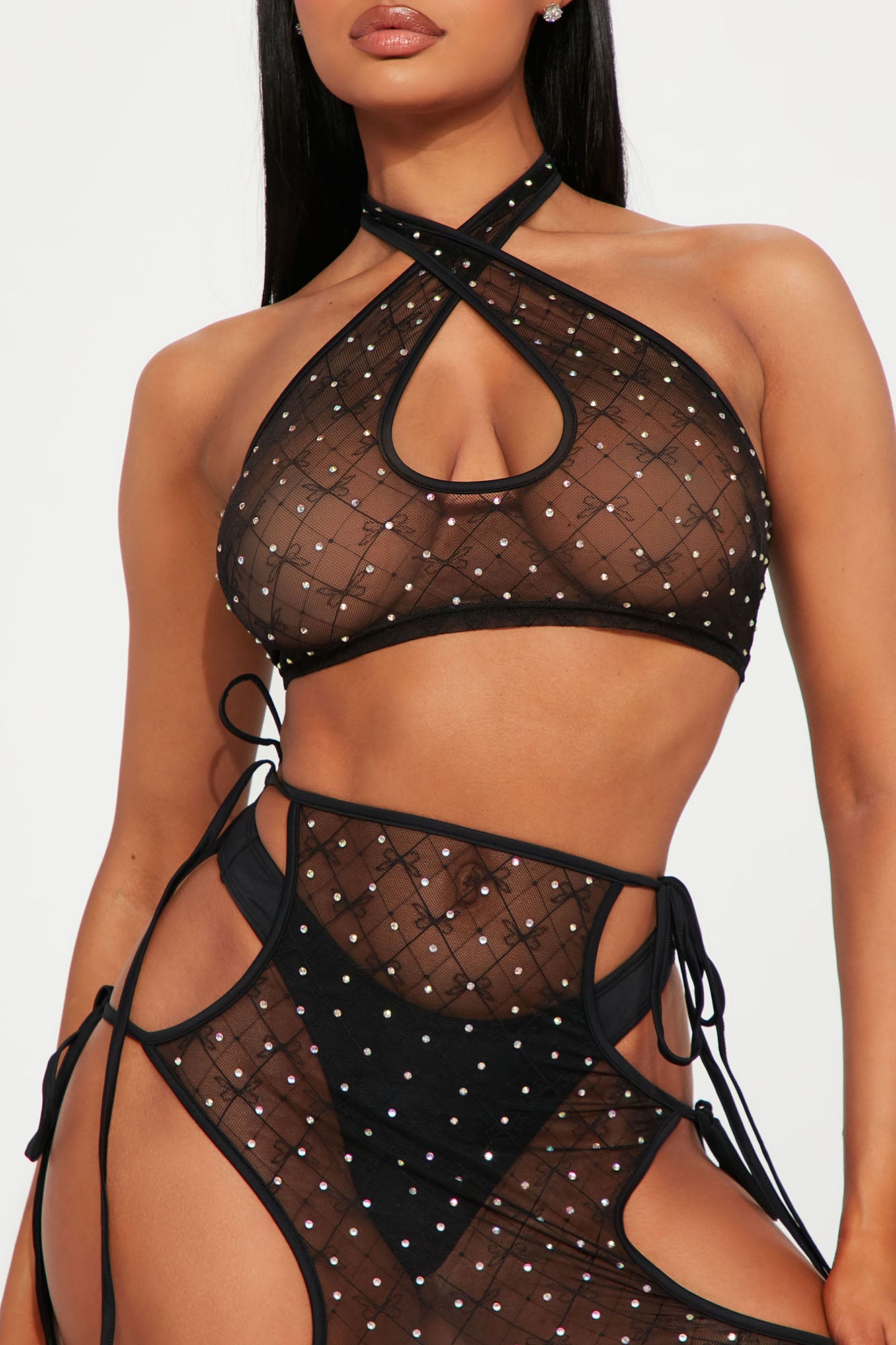 Weekend In The Desert Rhinestone 3 Piece Dance Set - Black - Image 3