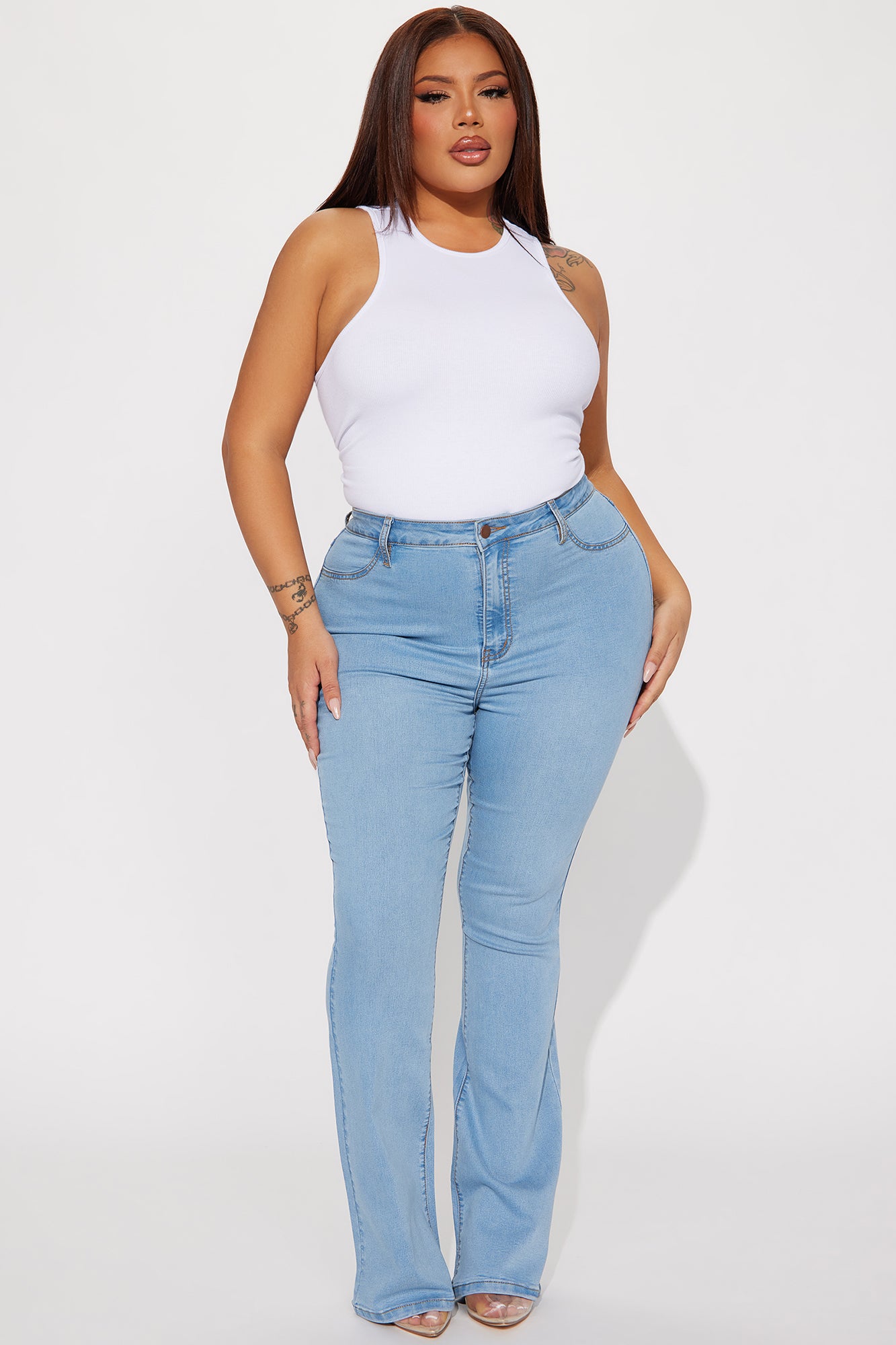 Deep In My Soul Flare Jeans - Light Blue Wash - Image 7