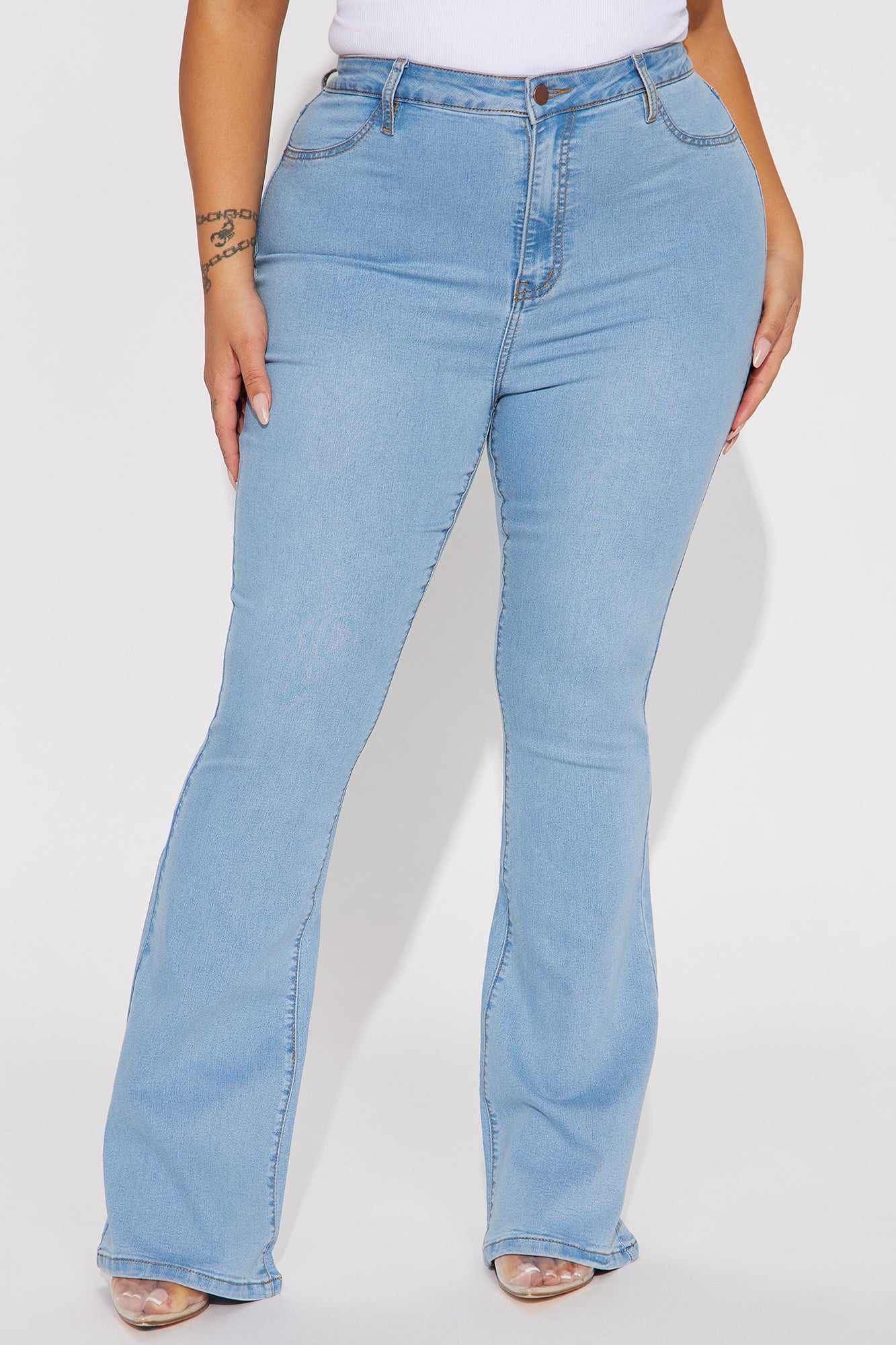 Deep In My Soul Flare Jeans - Light Blue Wash - Image 8