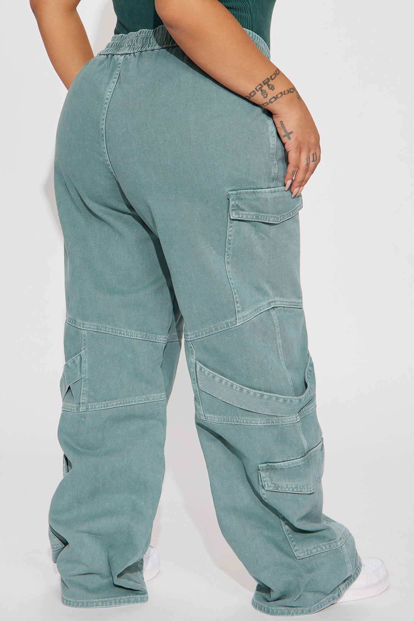 Know What To Do Non Stretch Cargo Jean - Green - Image 7