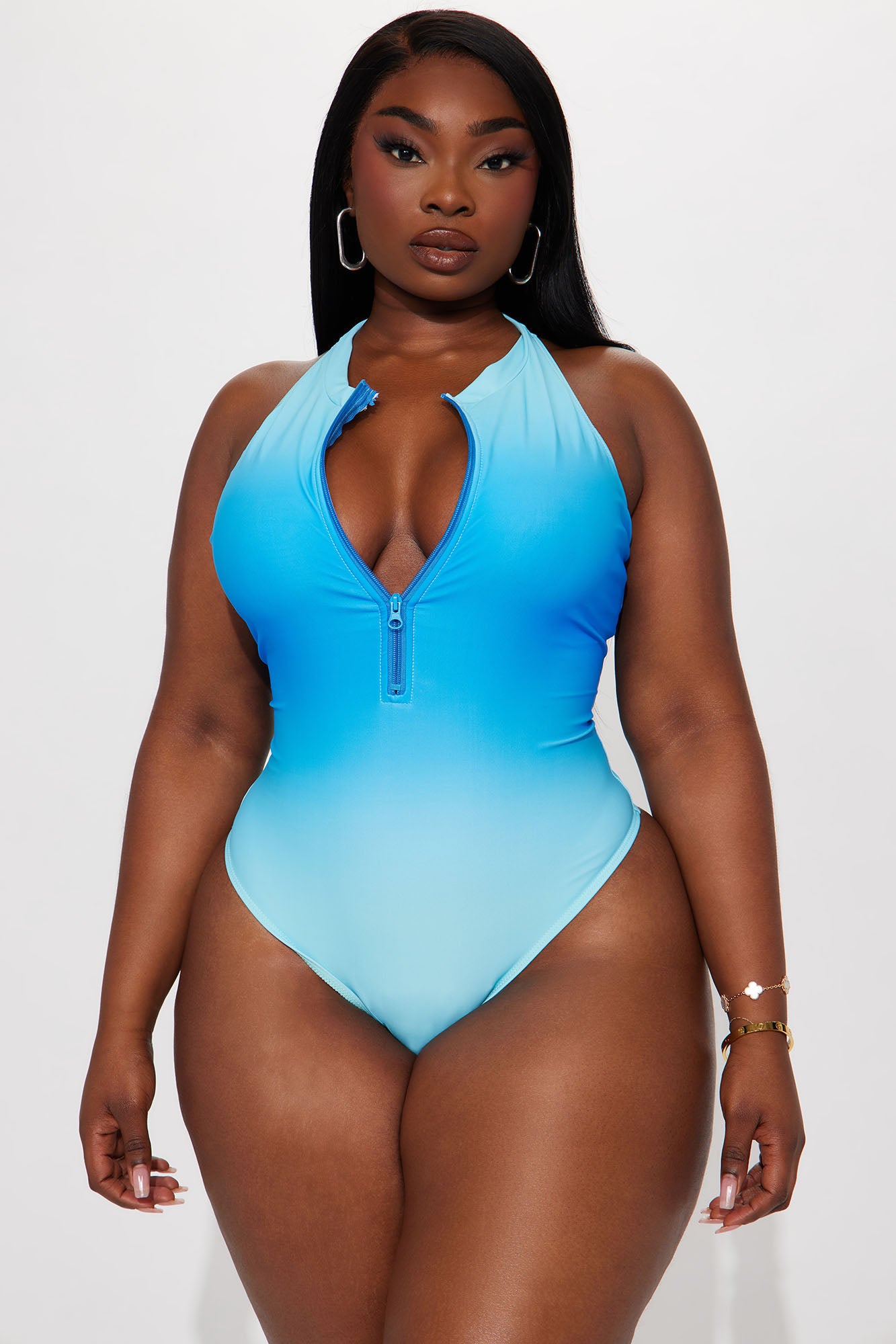 Evelyn Zip Up 1 Piece Swimsuit - Blue/combo - Image 4