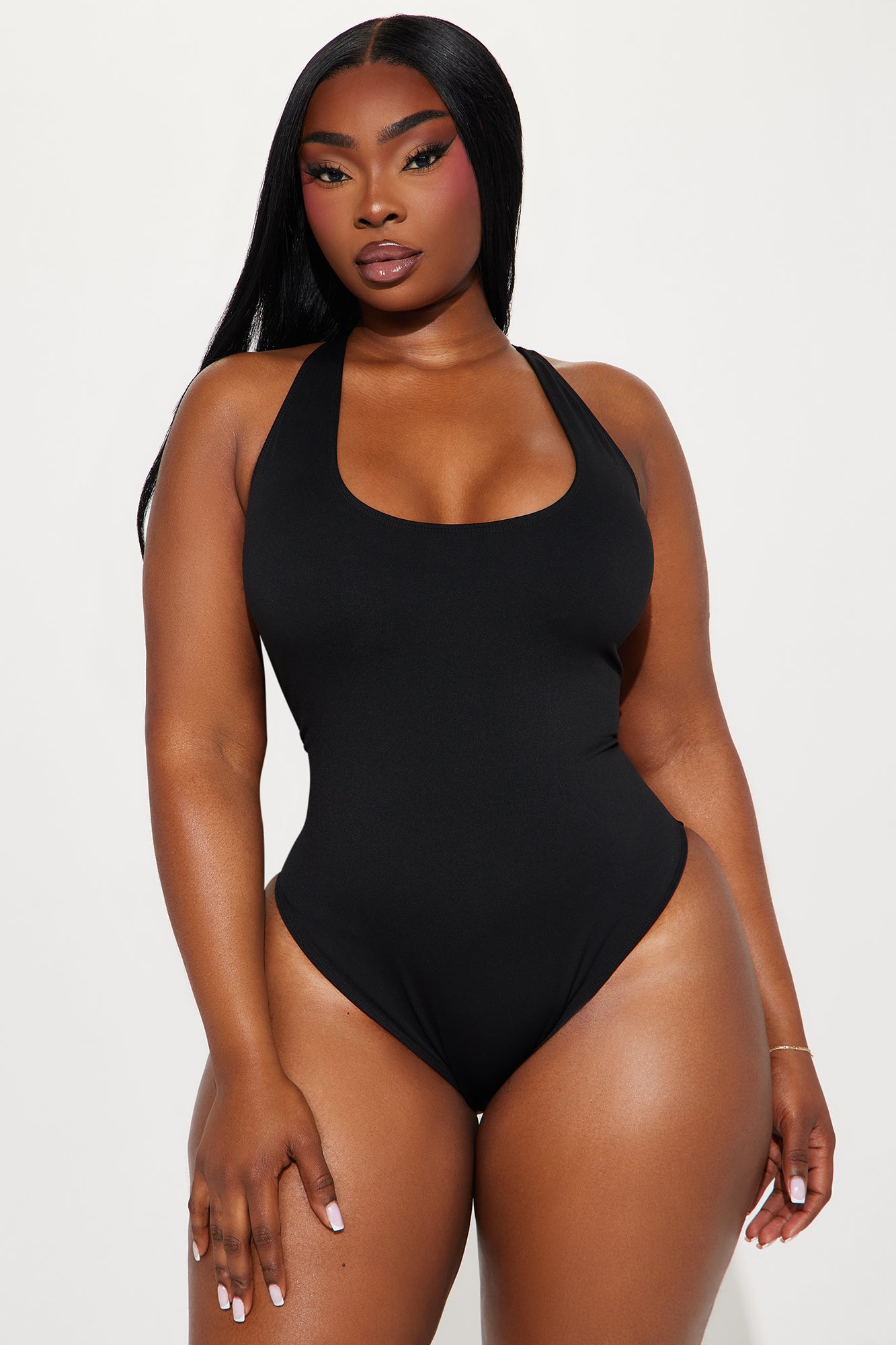 Delvina Snatched Sculpting 1 Piece Scoop Neck Swimsuit - Black - Image 4