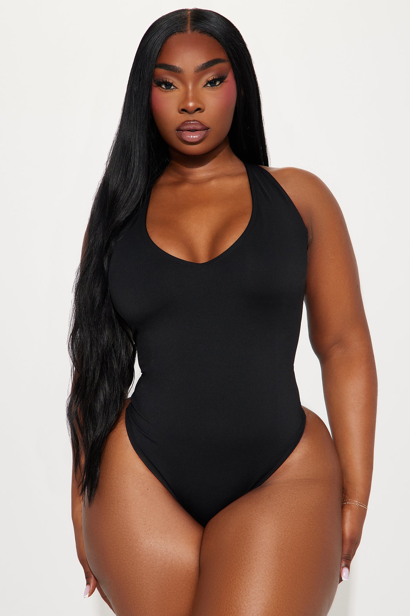 Delvina Snatched Sculpting V Neck 1 Piece Swimsuit - Black - Image 4