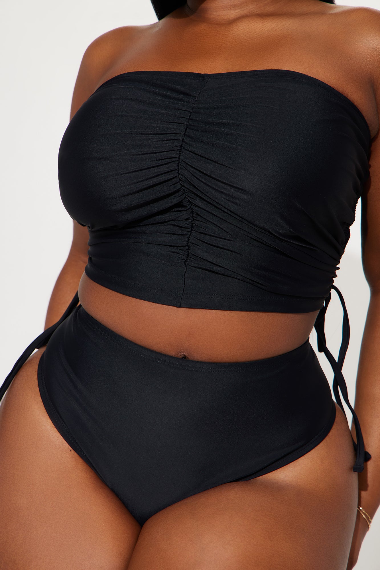 Bea Ruched Bandeau Tankini 2 Piece Bikini - Black - Image 5