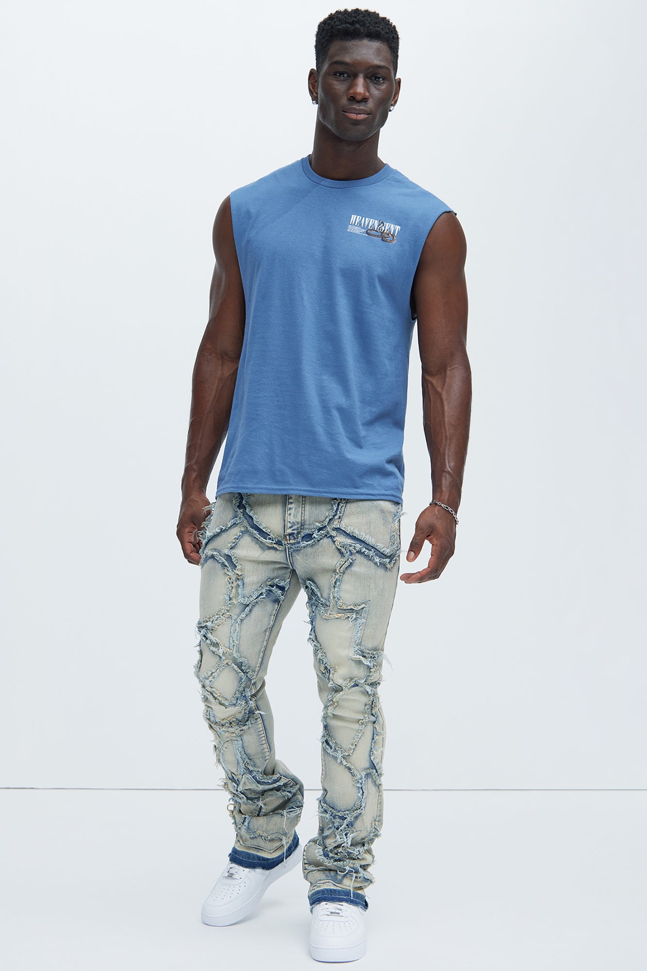 Fray All Ways Stacked Skinny Flare Jeans - Light Blue - Image 3