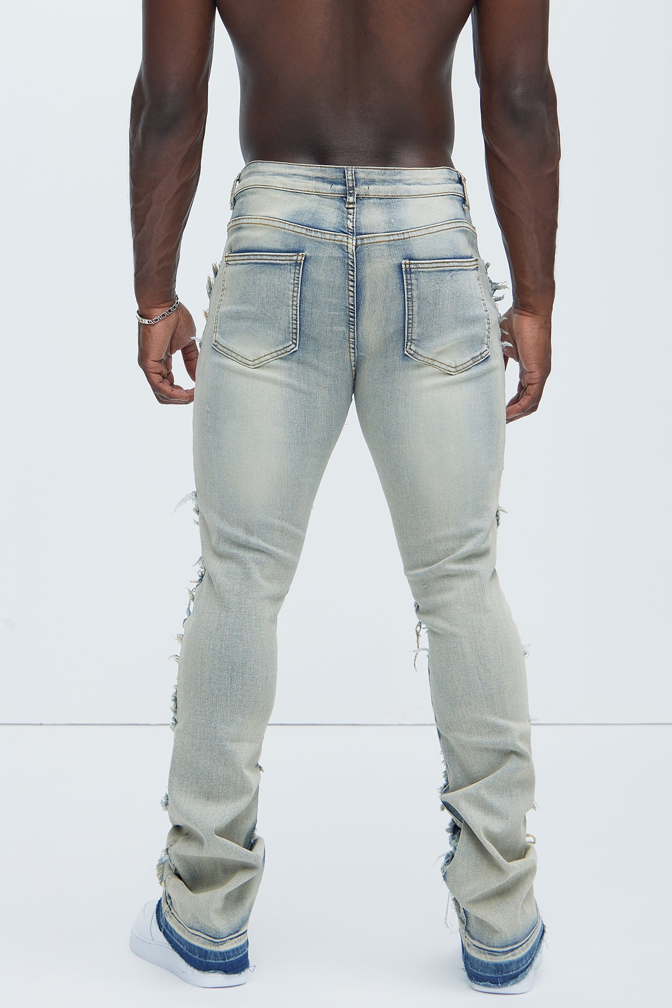 Fray All Ways Stacked Skinny Flare Jeans - Light Blue - Image 4
