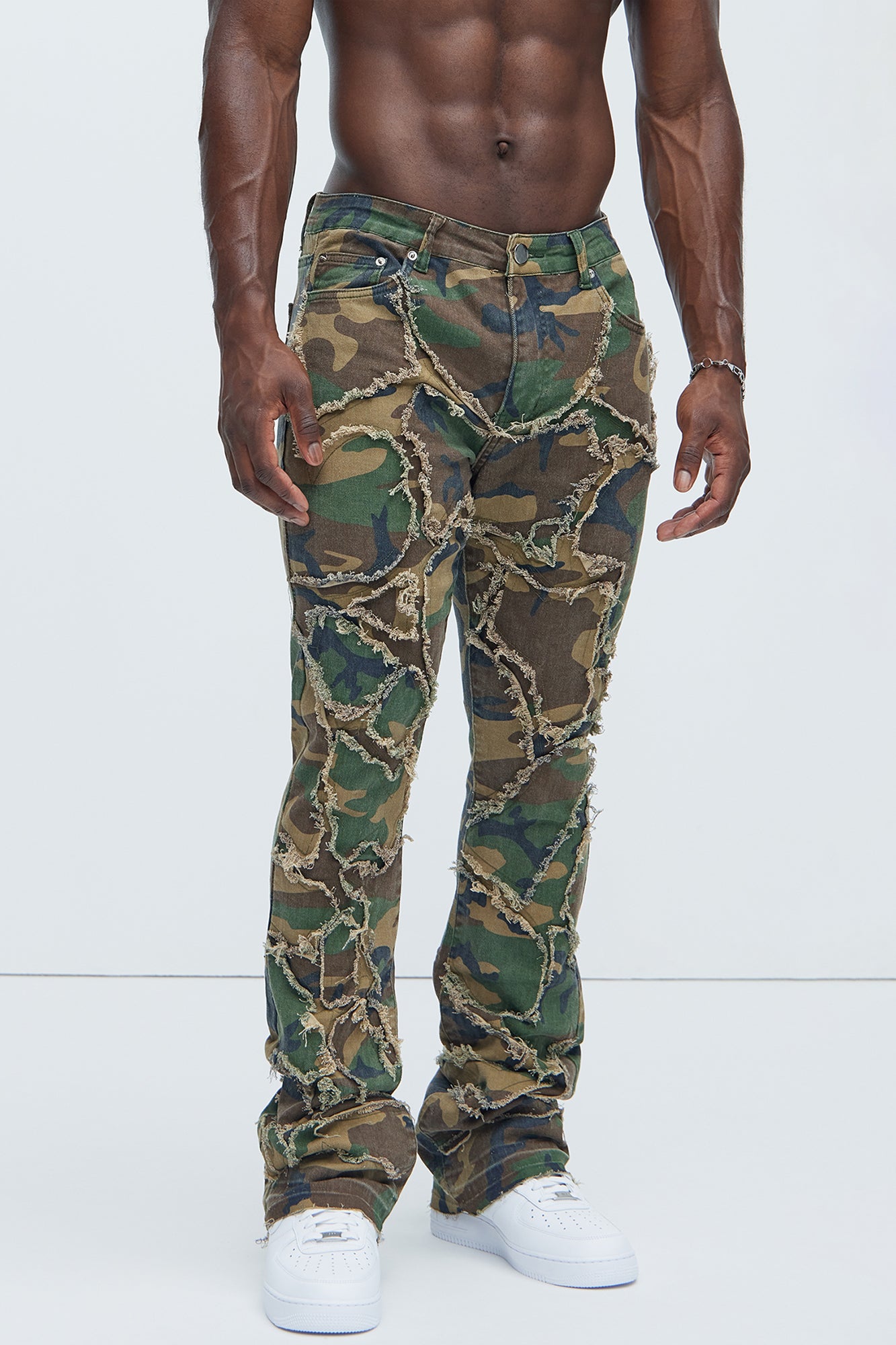 Fray All Ways Stacked Skinny Flare Pants - Camouflage - Image 3