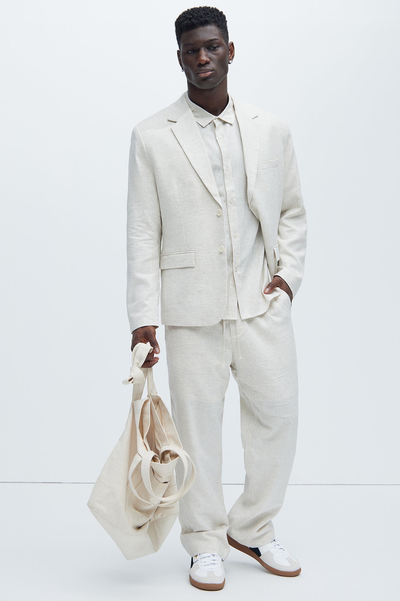 Bahamas Straight Linen Pants - Oatmeal - Image 3