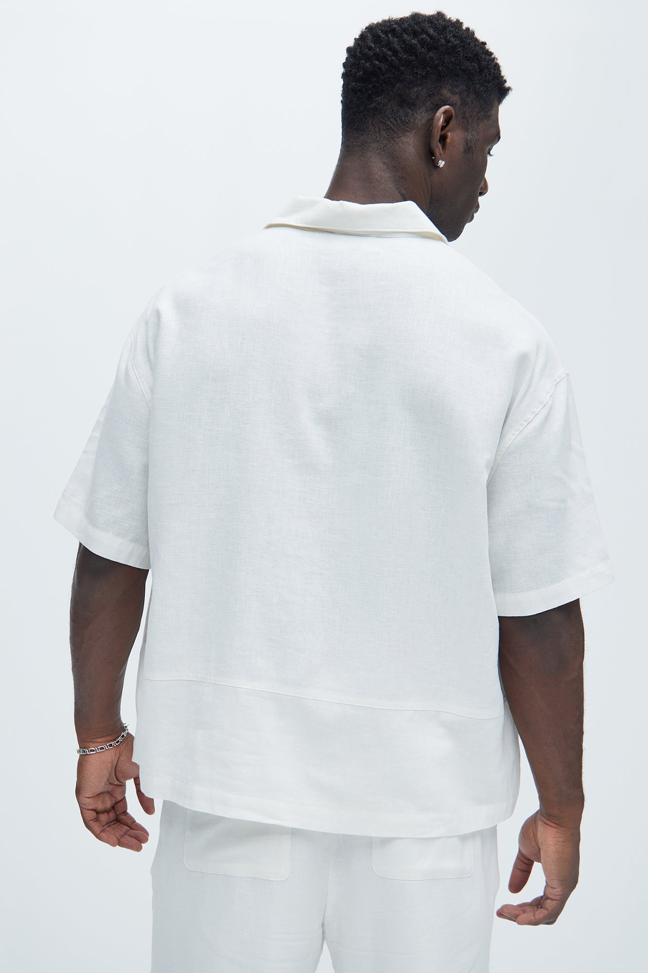 Bahamas Linen Cuban Boxy Shirt - White - Image 3