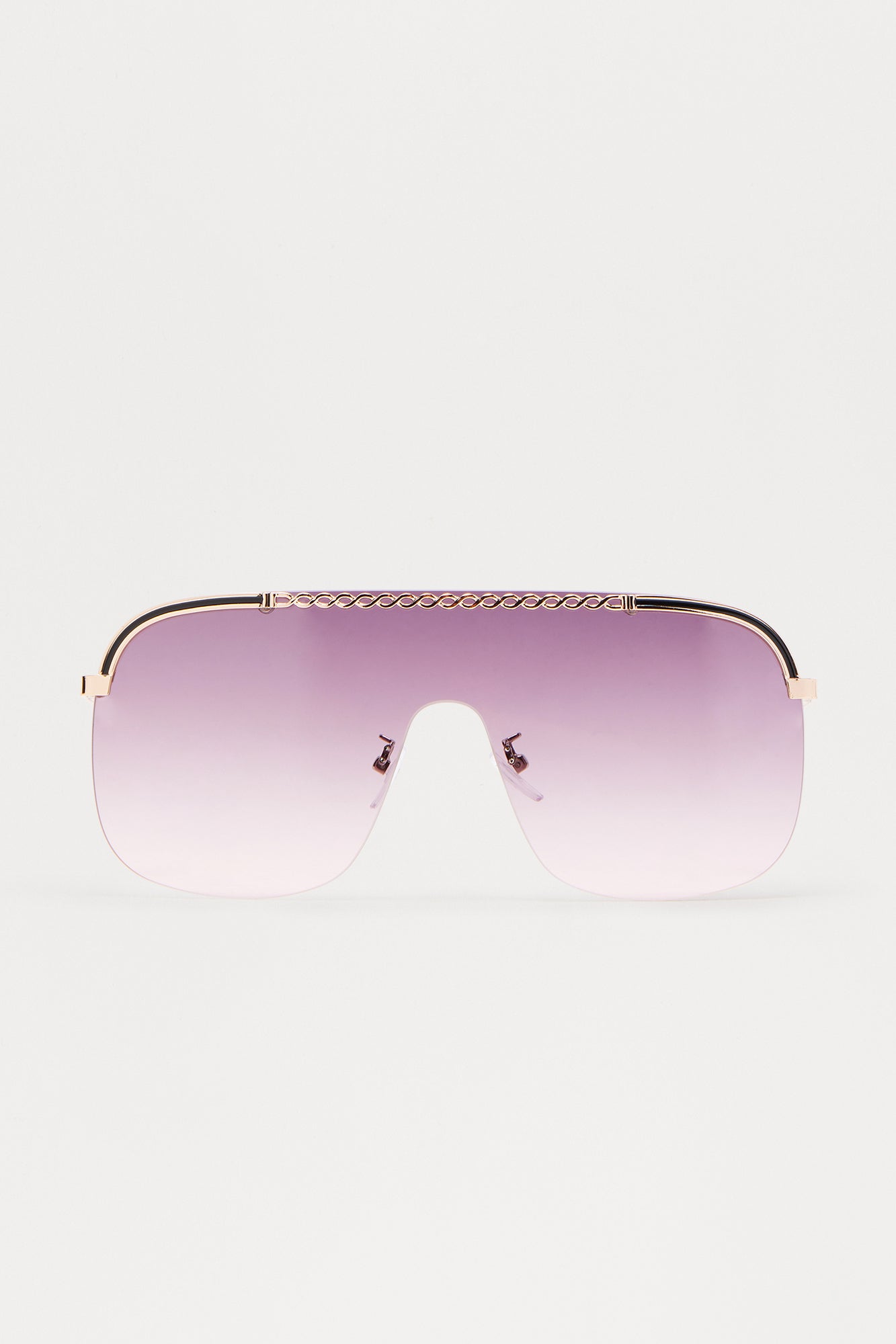 Chain Link Shield Sunglasses - Gold/Black - Image 3