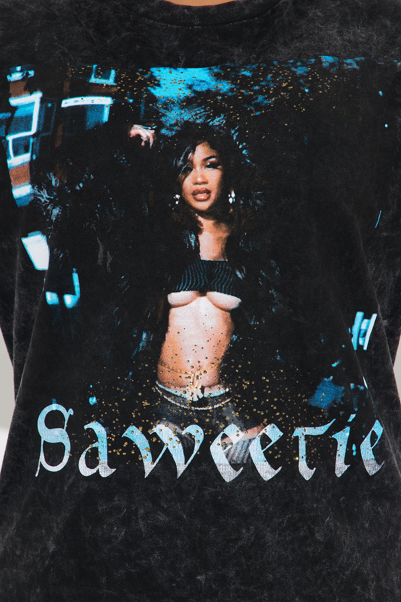 Saweetie Is It The Way Washed Oversized Tee - Black - Image 3