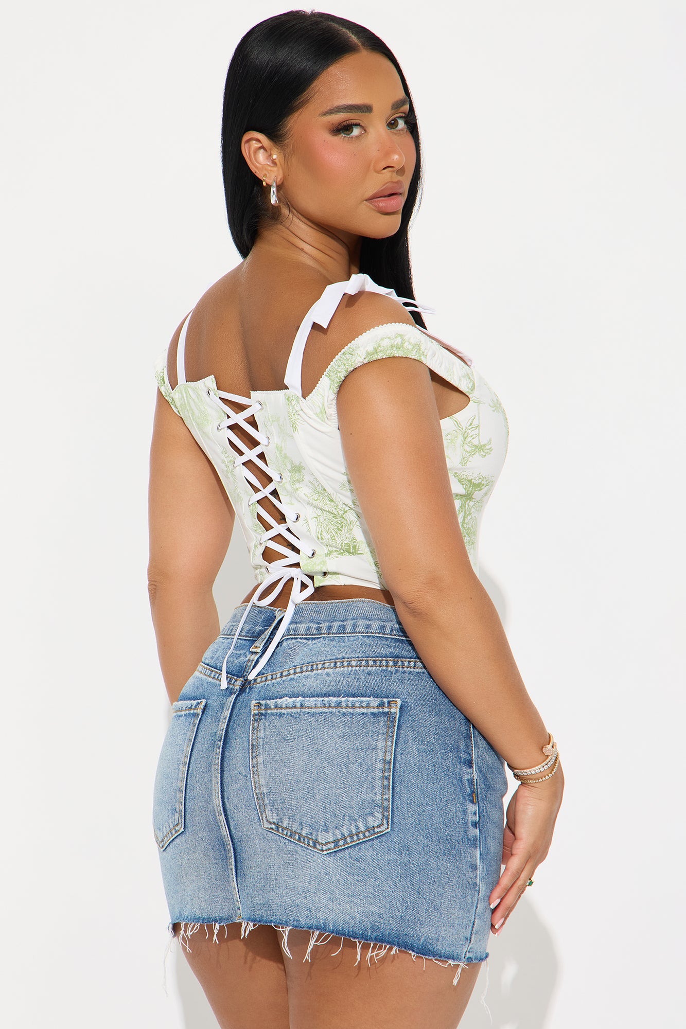 Sarita Corset Top - Green/combo - Image 3