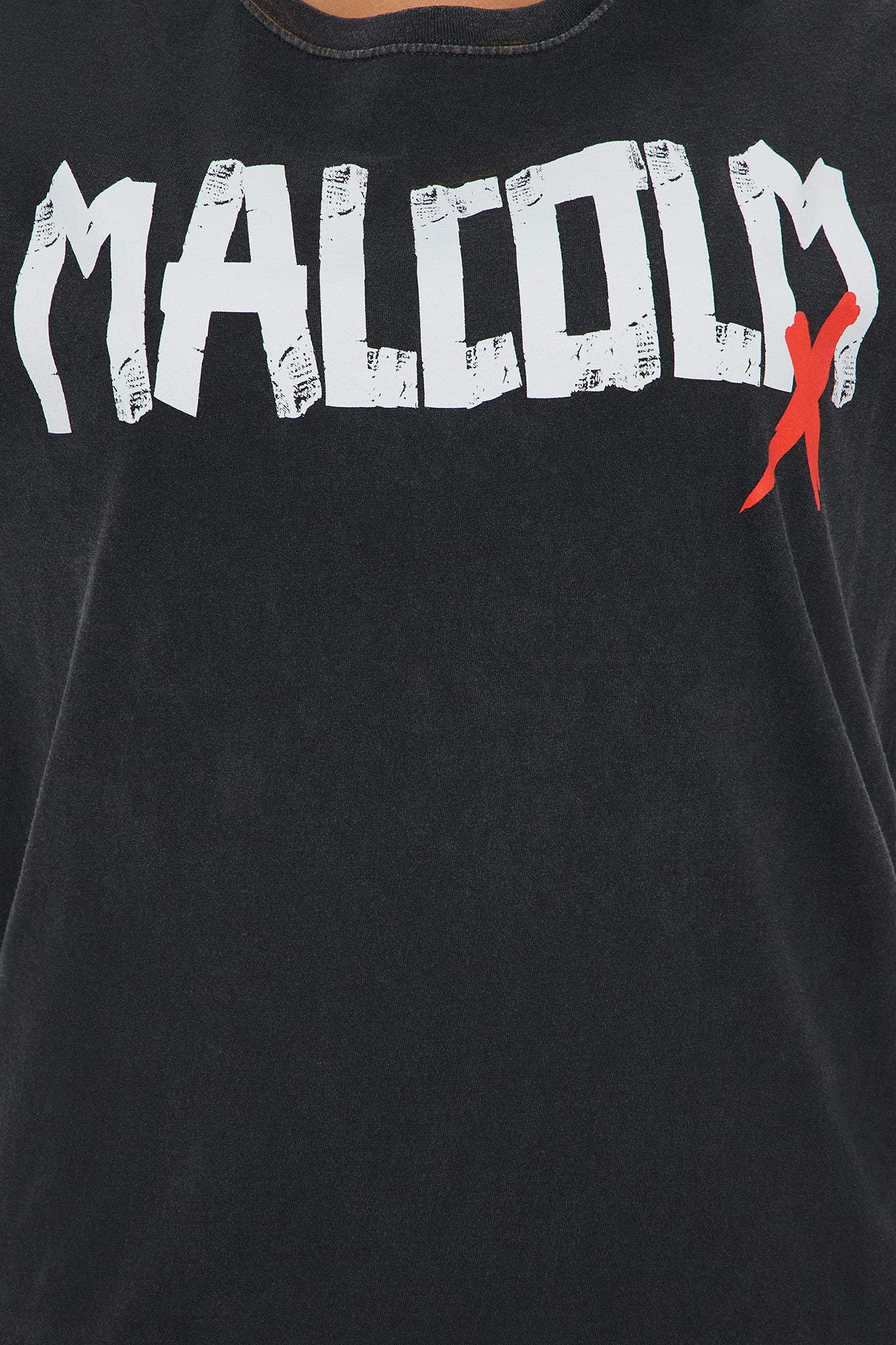 Malcolm X Washed Oversized Tee - Black - Image 3