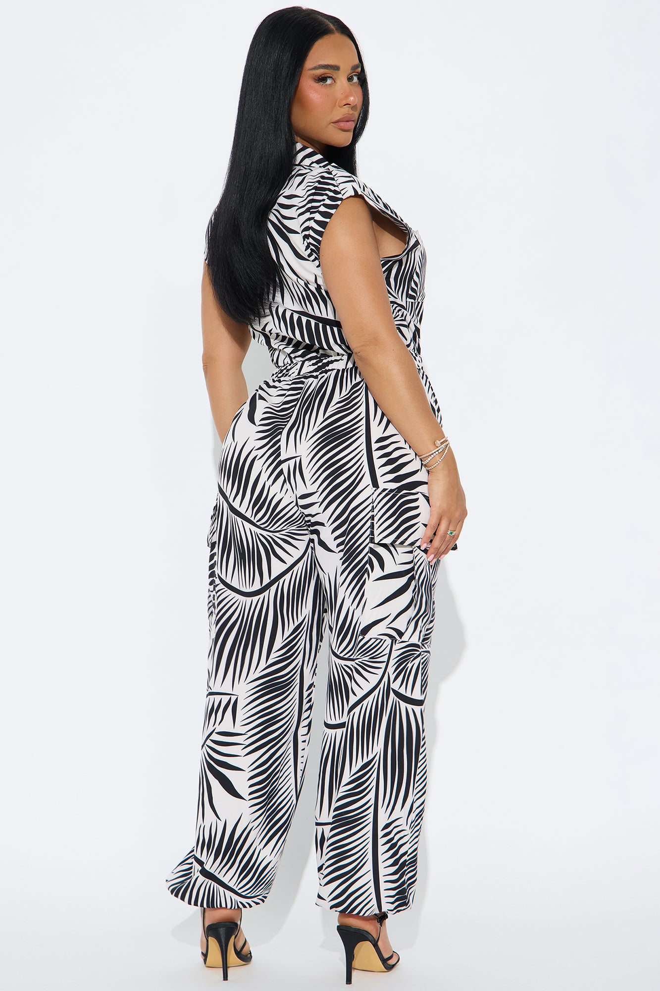 Rosalia Tropical Jumpsuit - Black/White - Image 3