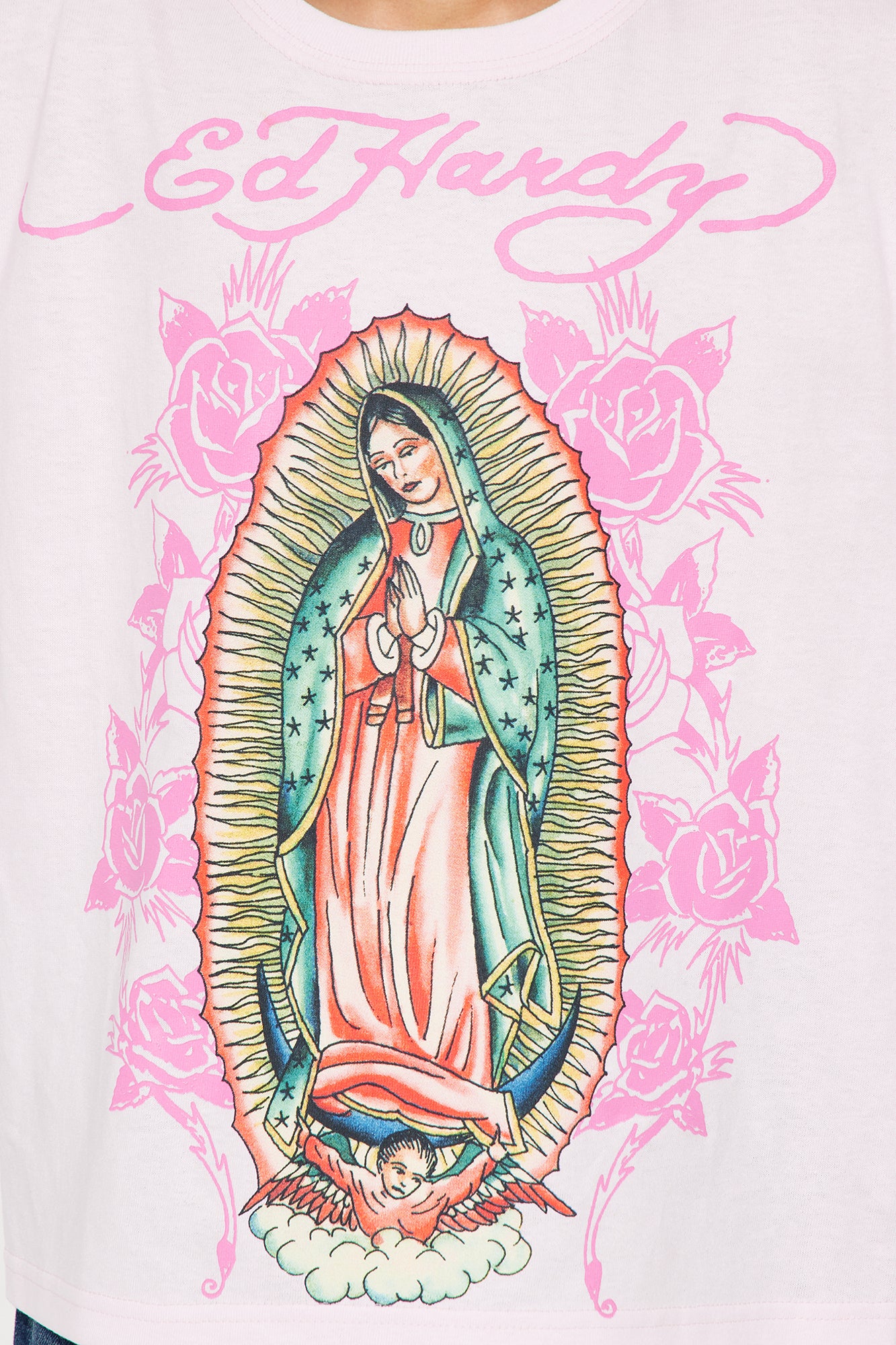 Mini Ed Hardy In My Prayers Front/Back Graphic T-Shirt - Pink - Image 3
