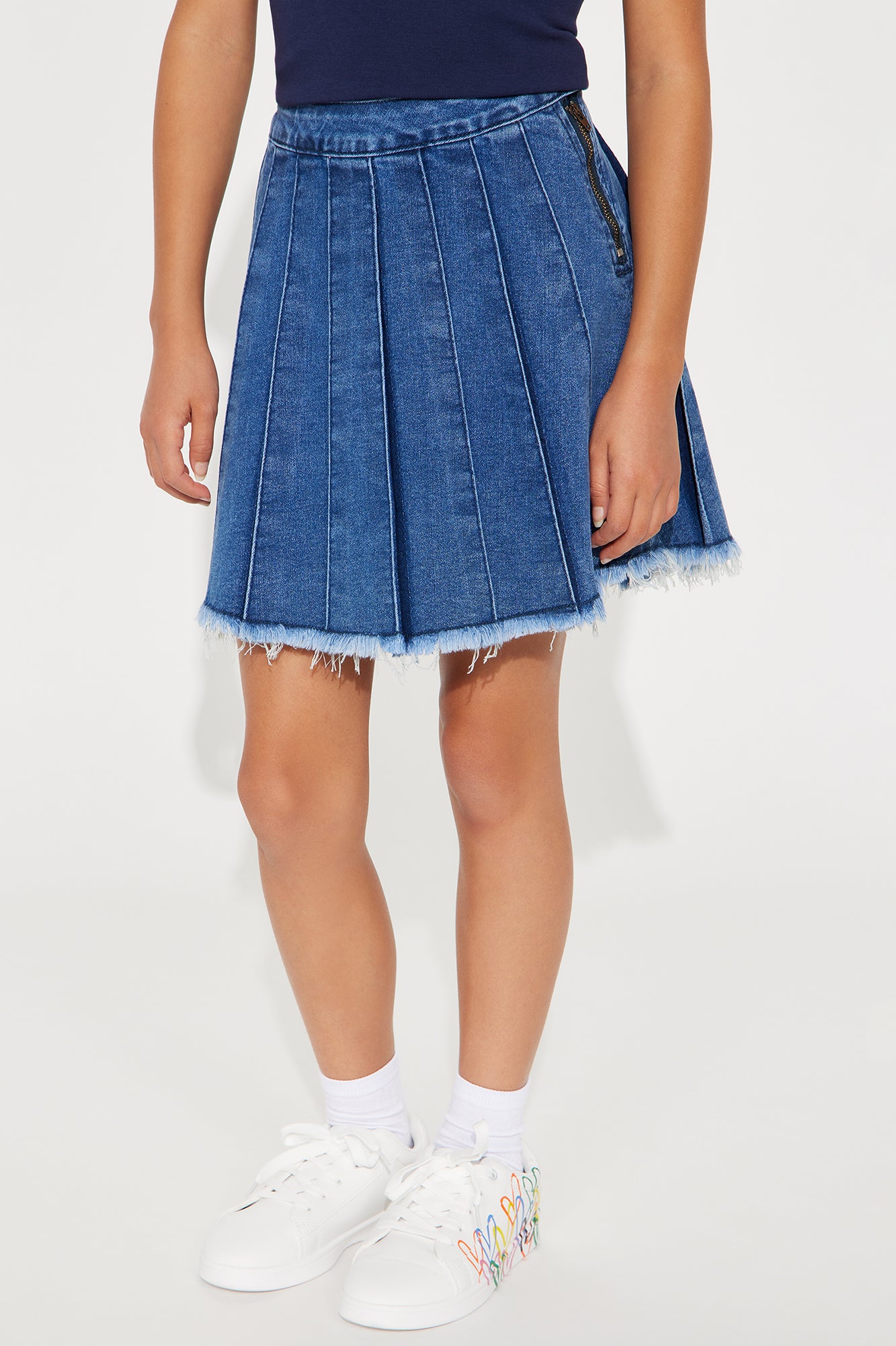 Mini Helen Pleated Mini Skirt - Medium Wash - Image 3