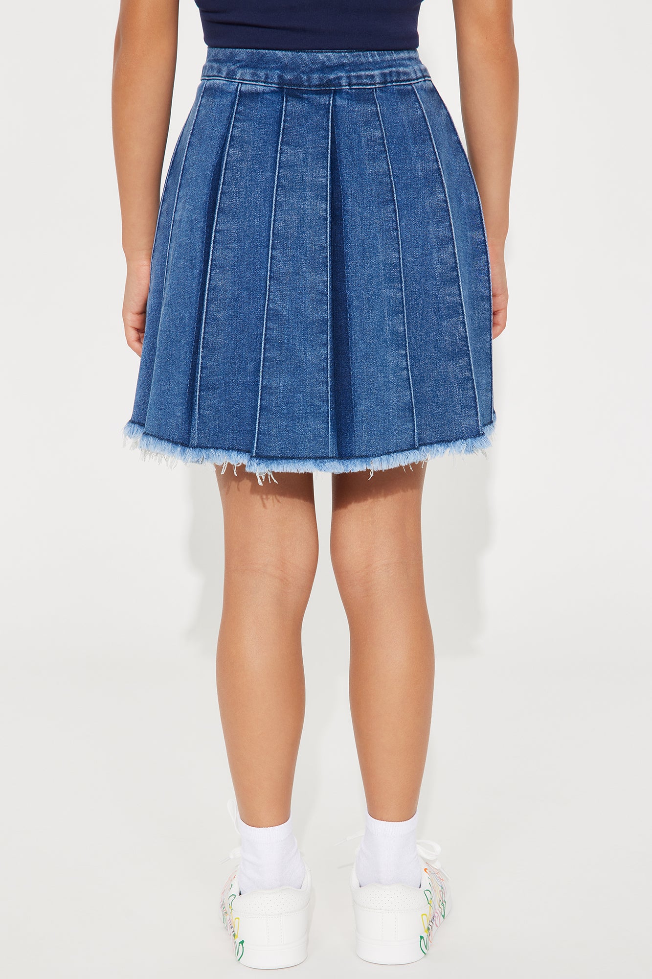 Mini Helen Pleated Mini Skirt - Medium Wash - Image 4