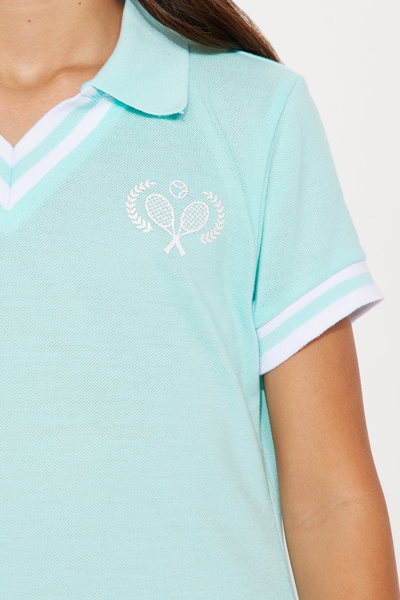 Mini She's On Point Polo Shirt Dress - Aqua - Image 3