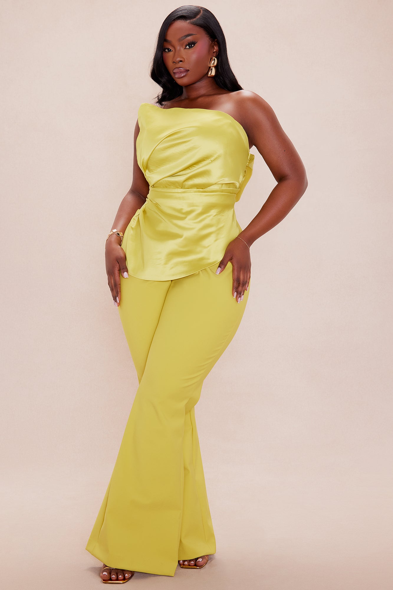 Ericka Satin Jumpsuit - Chartreuse - Image 5