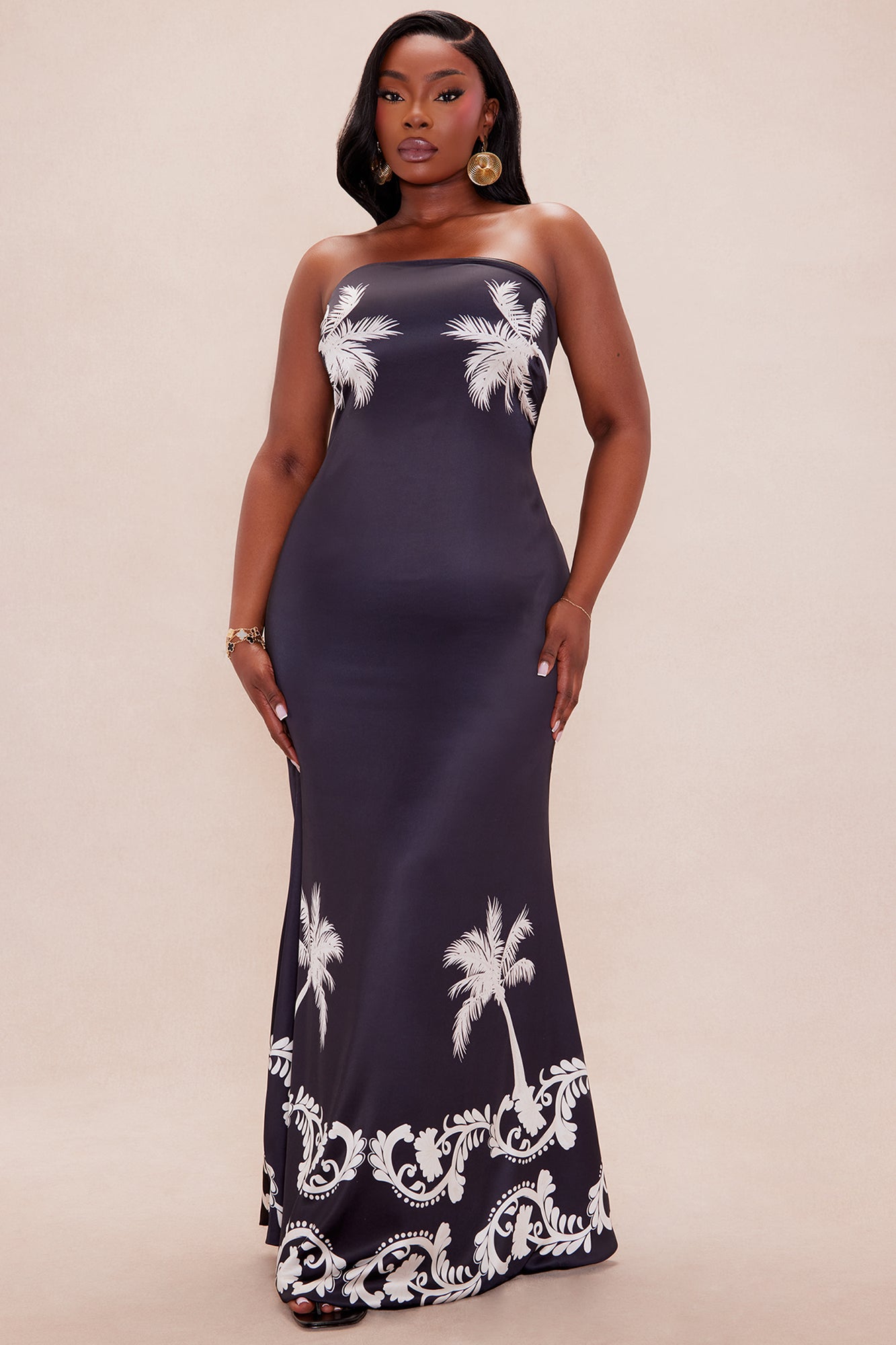 Kali Satin Maxi Dress - Black/combo - Image 5