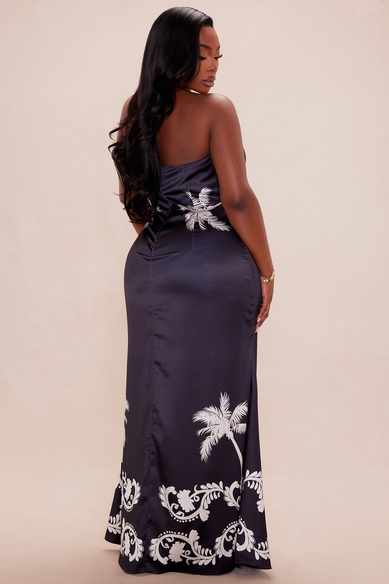 Kali Satin Maxi Dress - Black/combo - Image 8