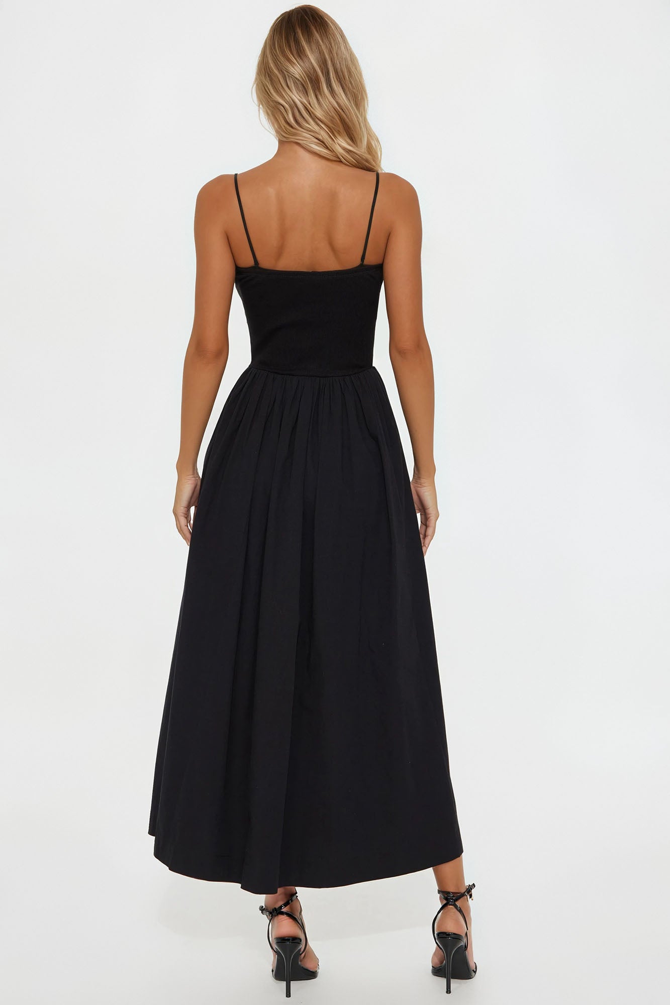 Lula Poplin Strapless Midi Dress - Black - Image 3
