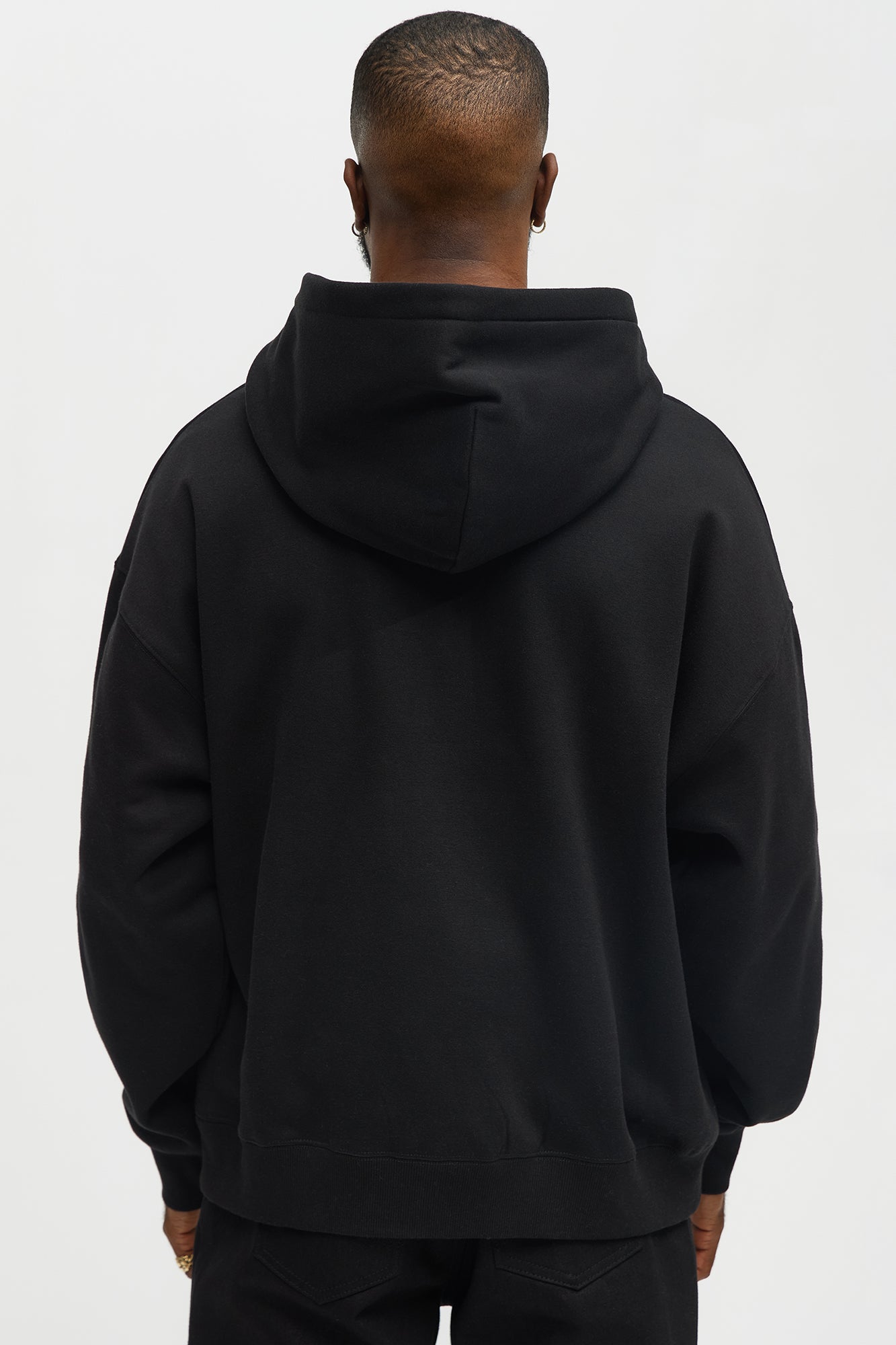 Tyson Oversized Heavyweight Quarter Zip Hoodie - Black - Image 3