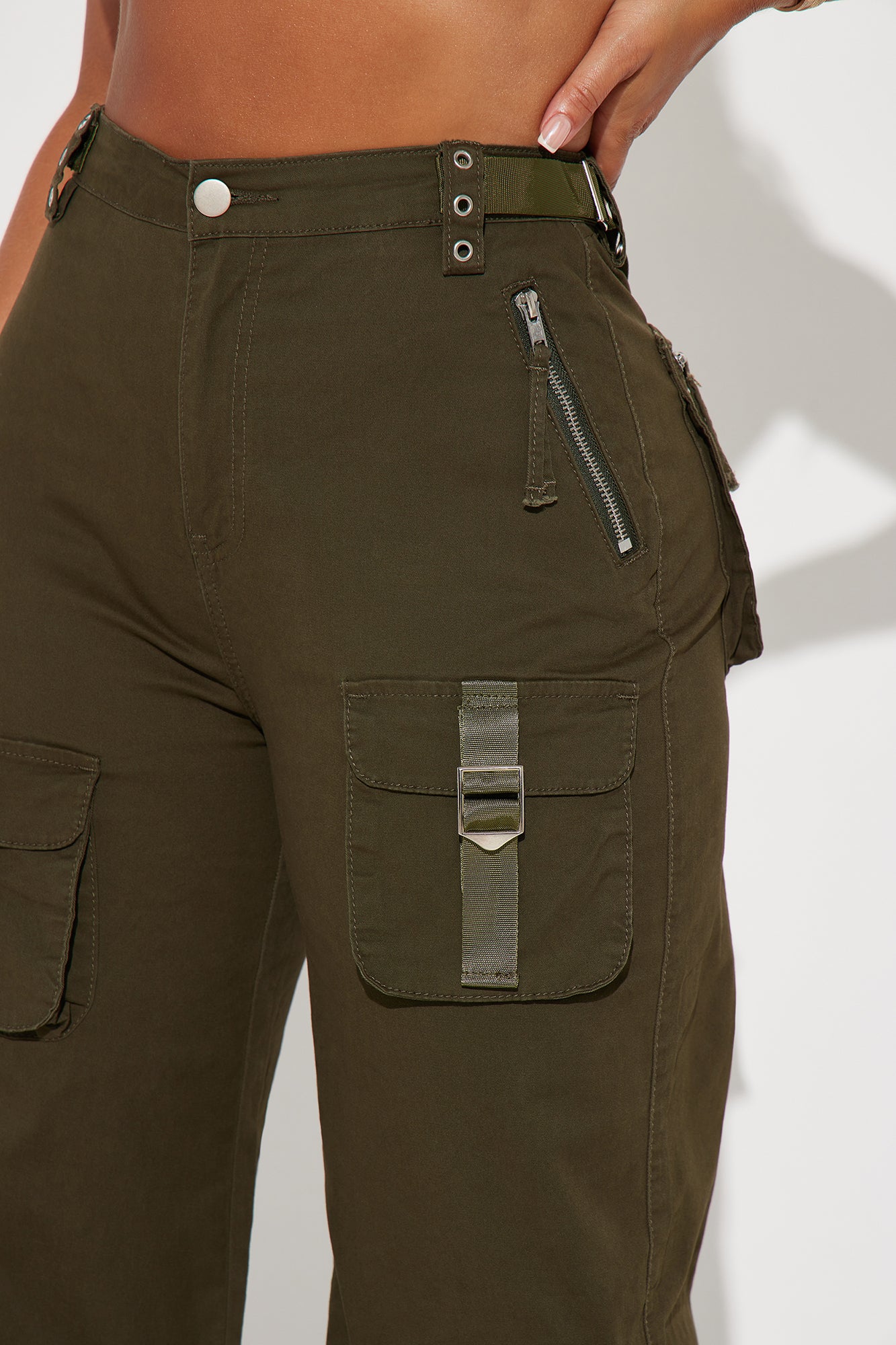 I'm In Town Wide Leg Cargo Jogger - Olive - Image 3