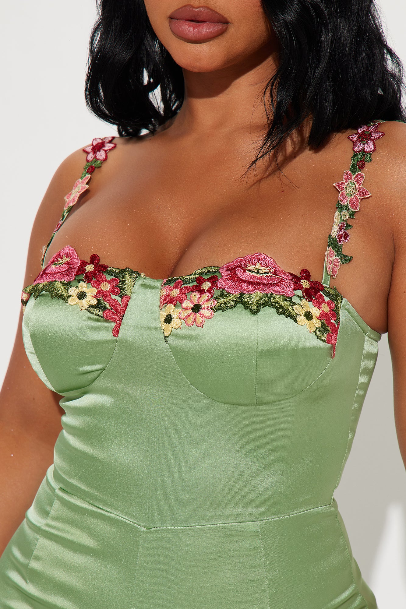 Evelyn Satin Jumpsuit - Sage - Image 3