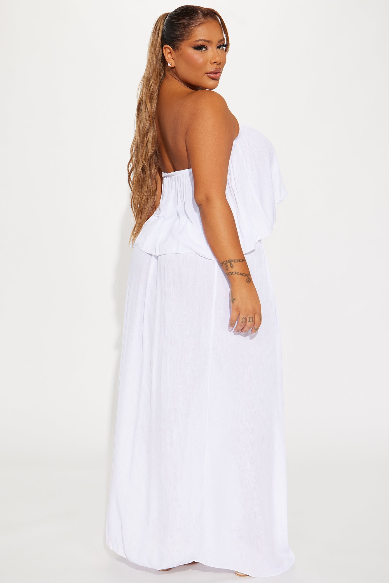 Island Sun Crinkle Gauze Cover Up Skirt Set - White - Image 6