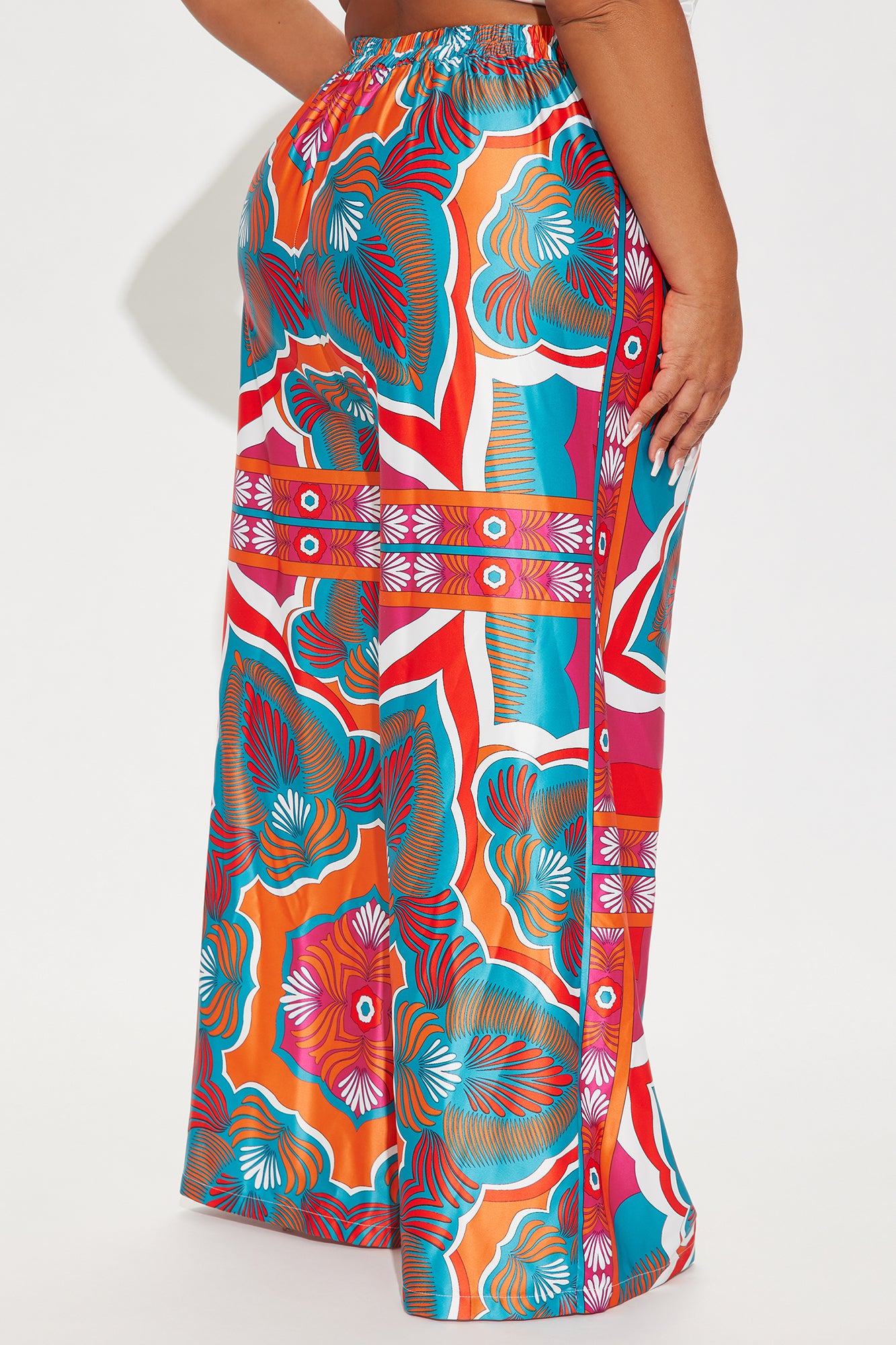 Imani Satin Wide Leg Pant - Orange/combo - Image 6