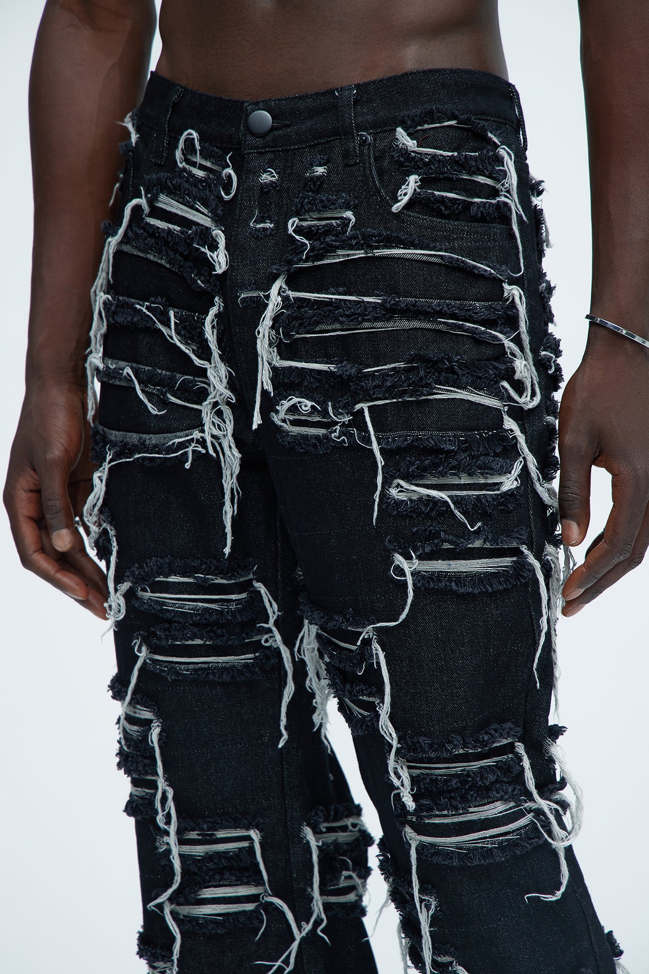 Jackson Frayed Dean Straight Jeans - Black - Image 3