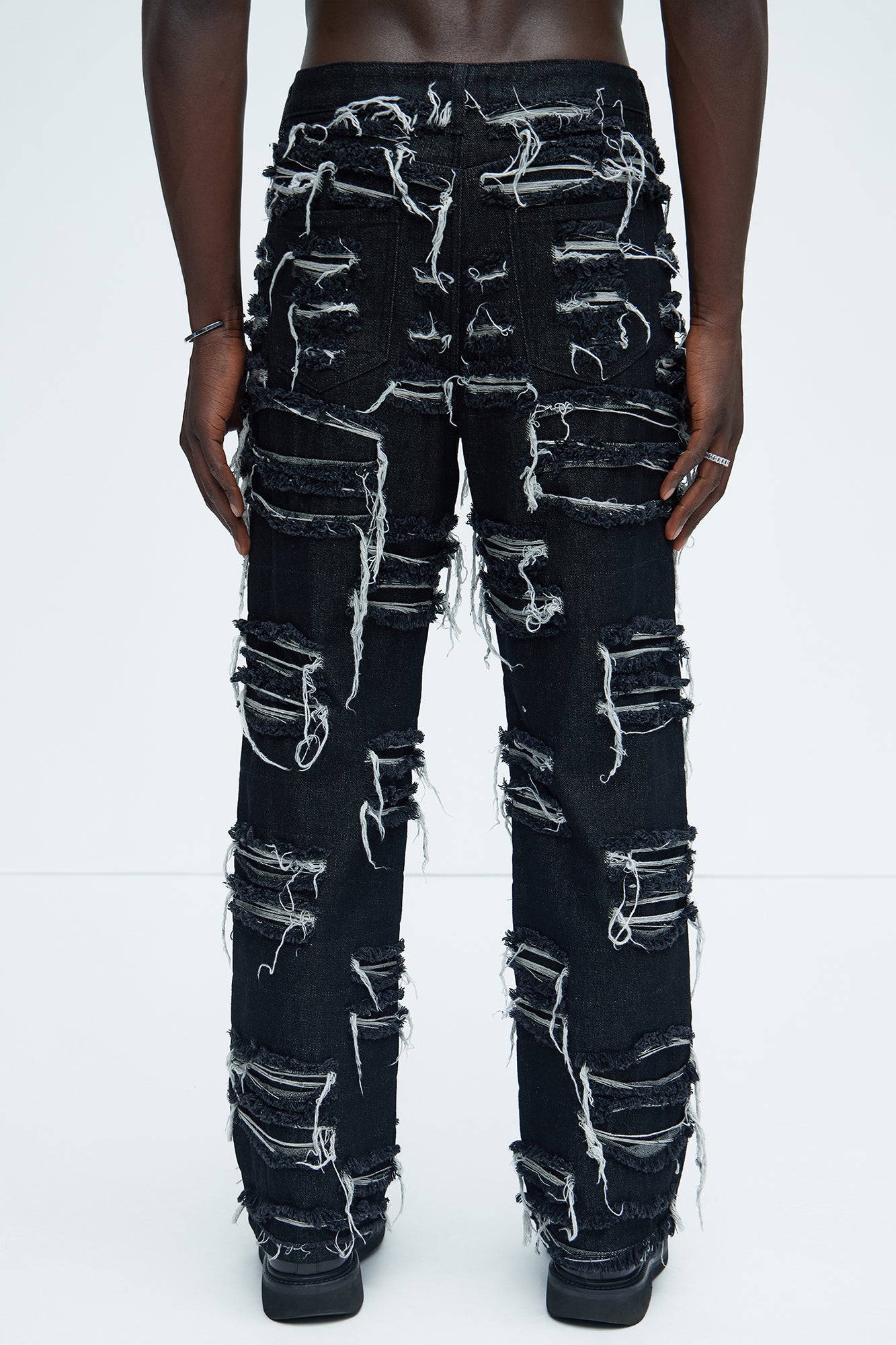 Jackson Frayed Dean Straight Jeans - Black - Image 5