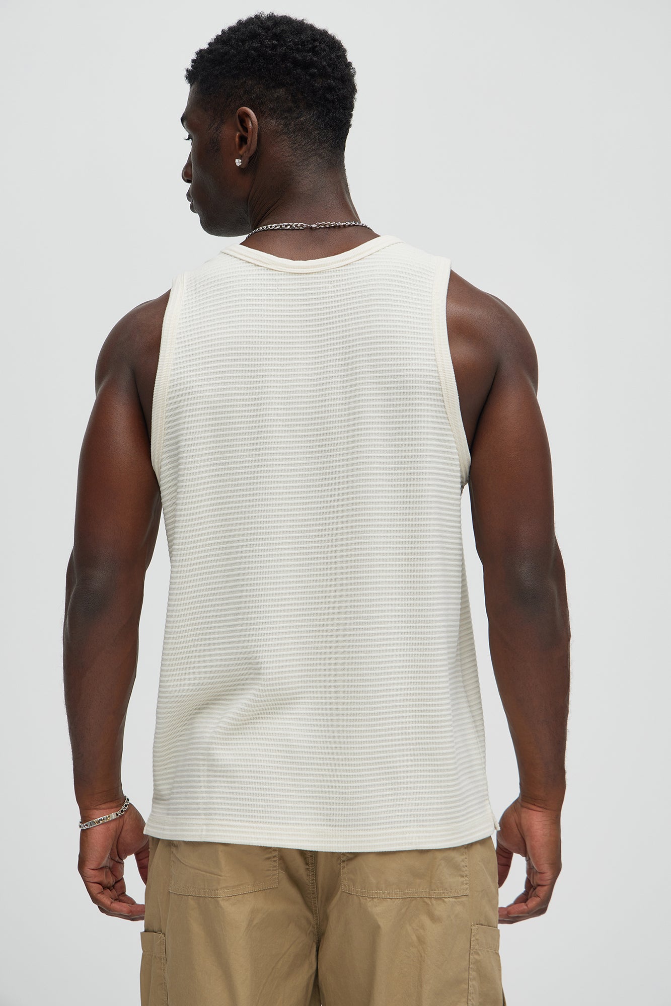 Athens Rib Textured Relaxed Tank - Cream - Image 4